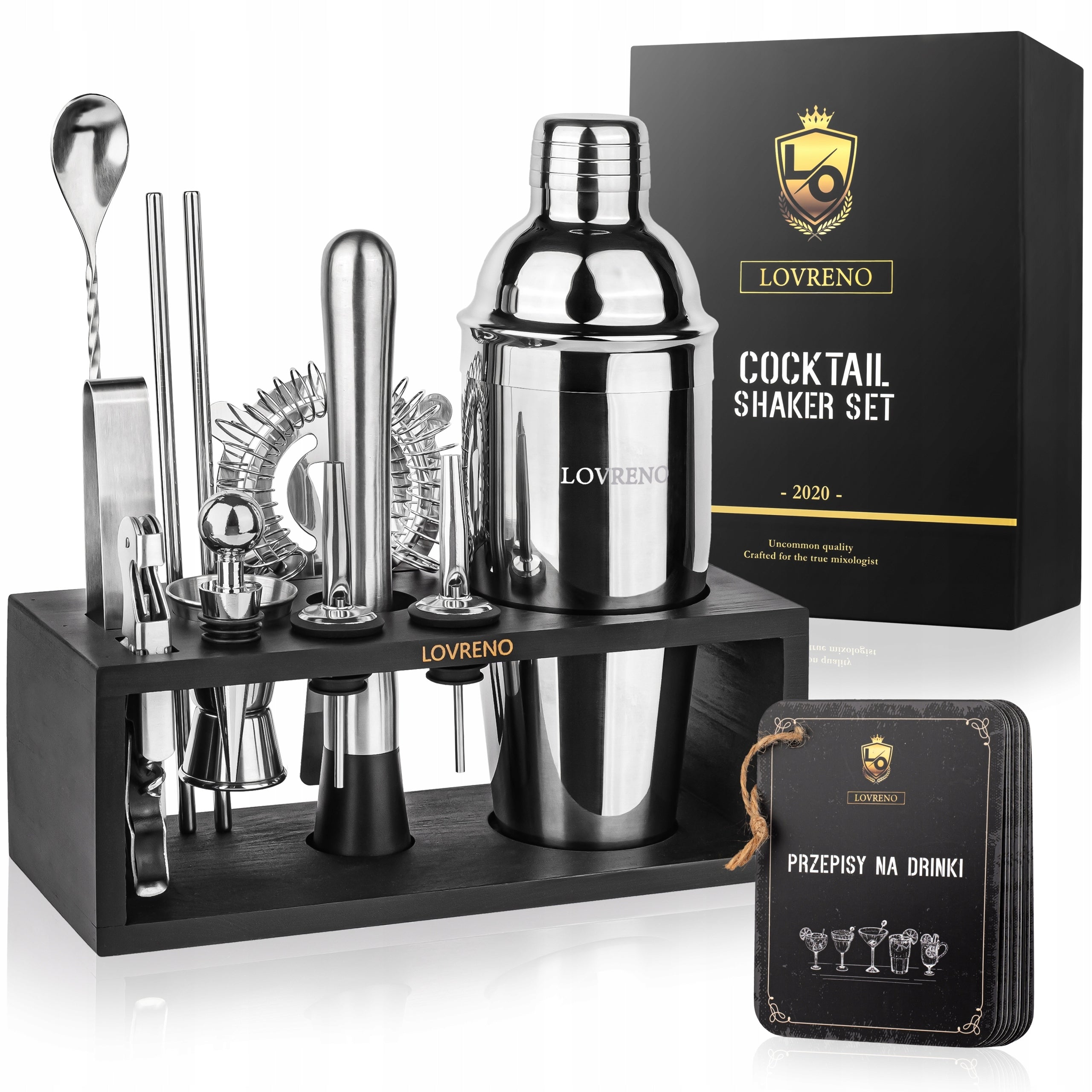 Lovreno Drink Bartending Set 18el Wooden Card Stand Gift