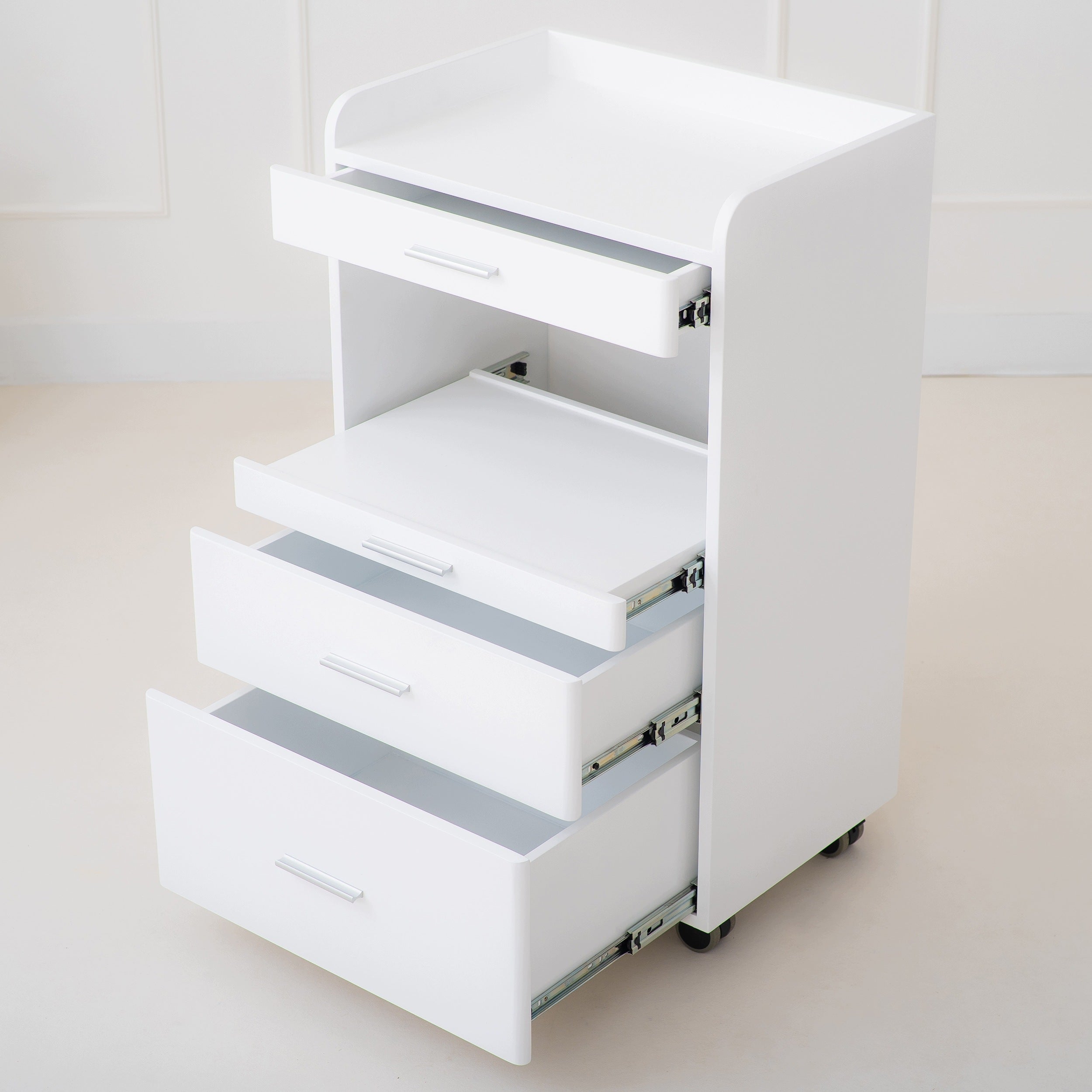Lumi Cosmetic Table Mobile Assistant On Wheels with Drawers Habys Packaging status original