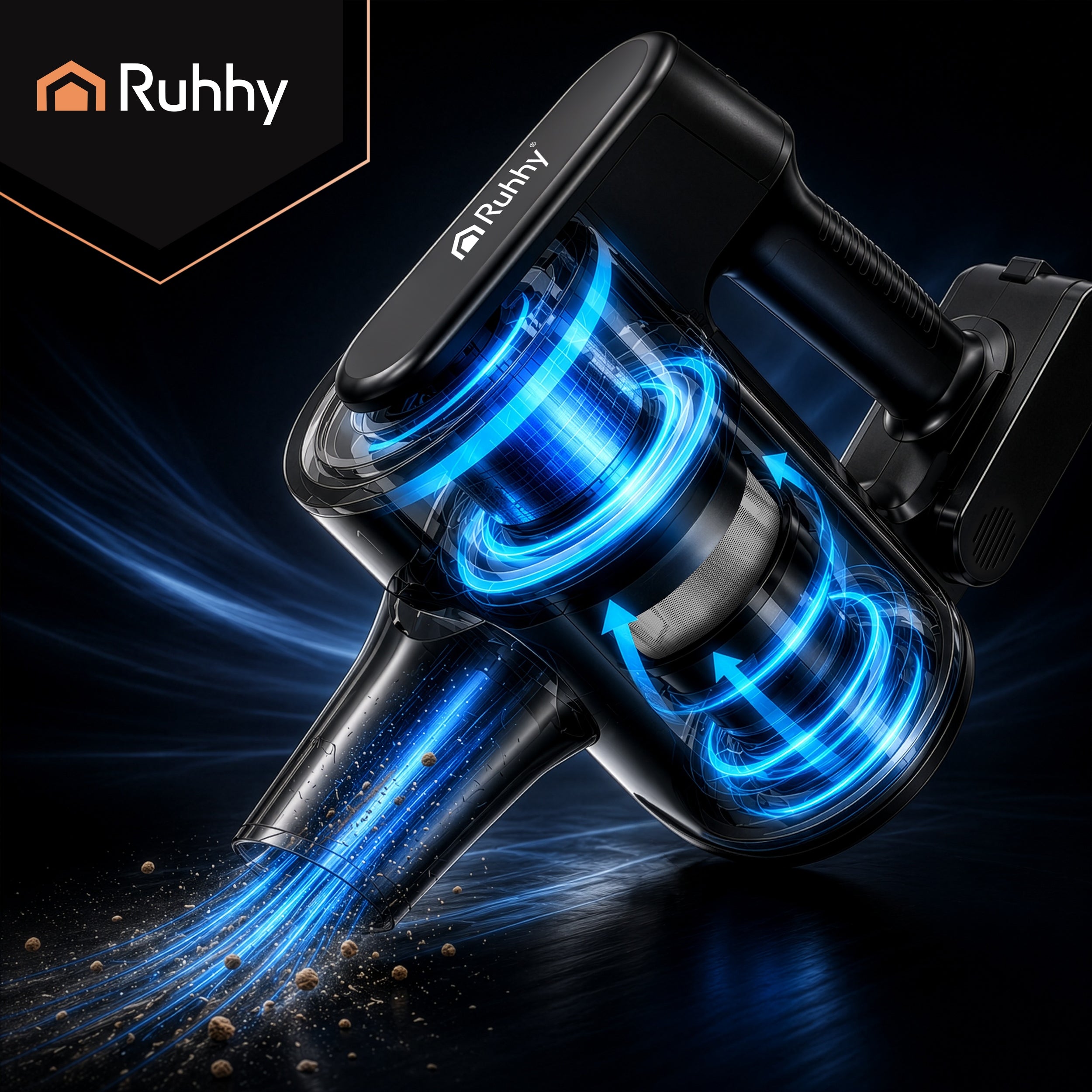 LunPro LED 35 kPa + HEPA Vertical Wireless Handheld Bagless Vacuum Cleaner Brand Ruhhy