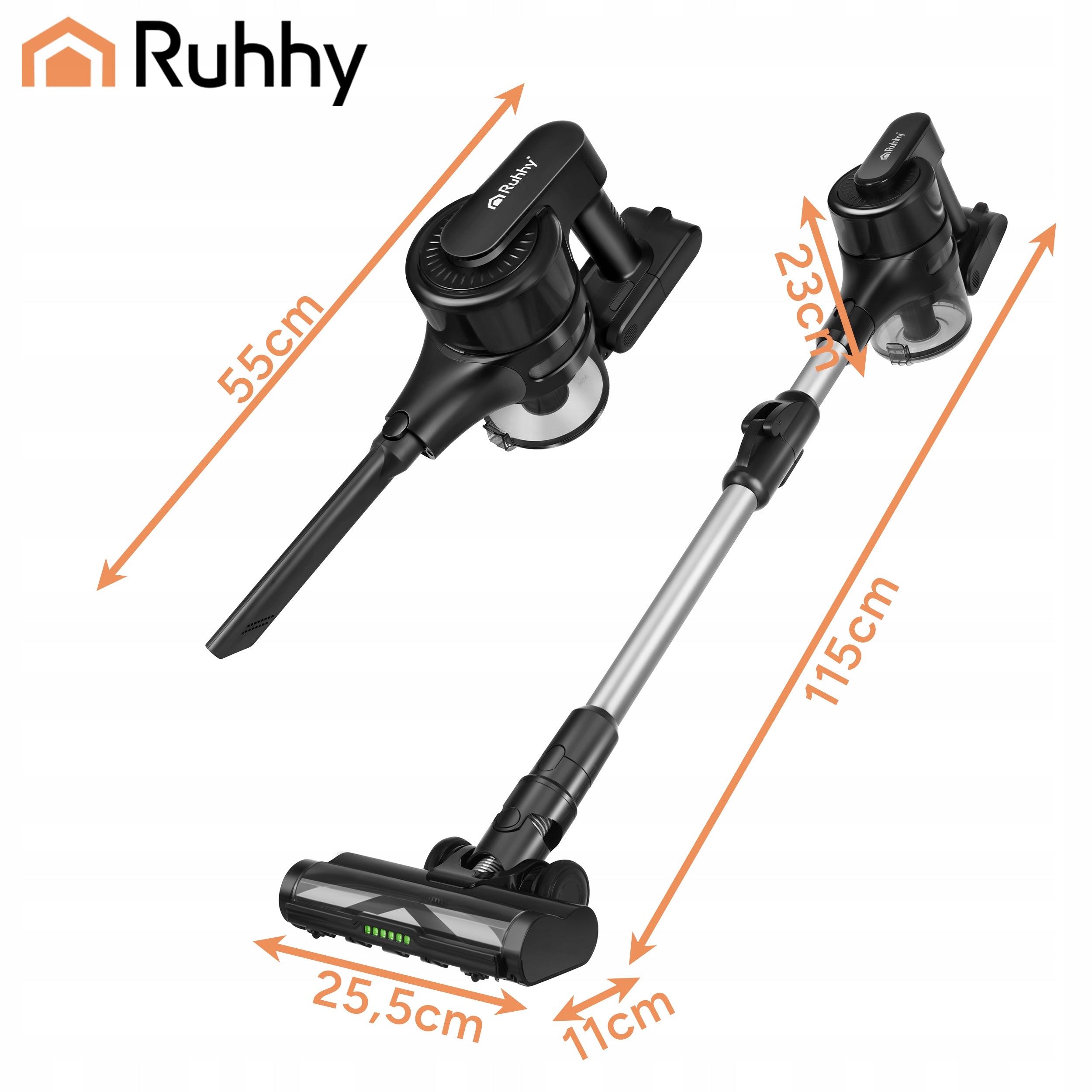 LunPro LED 35 kPa + HEPA Vertical Wireless Handheld Bagless Vacuum Cleaner Dominant color black