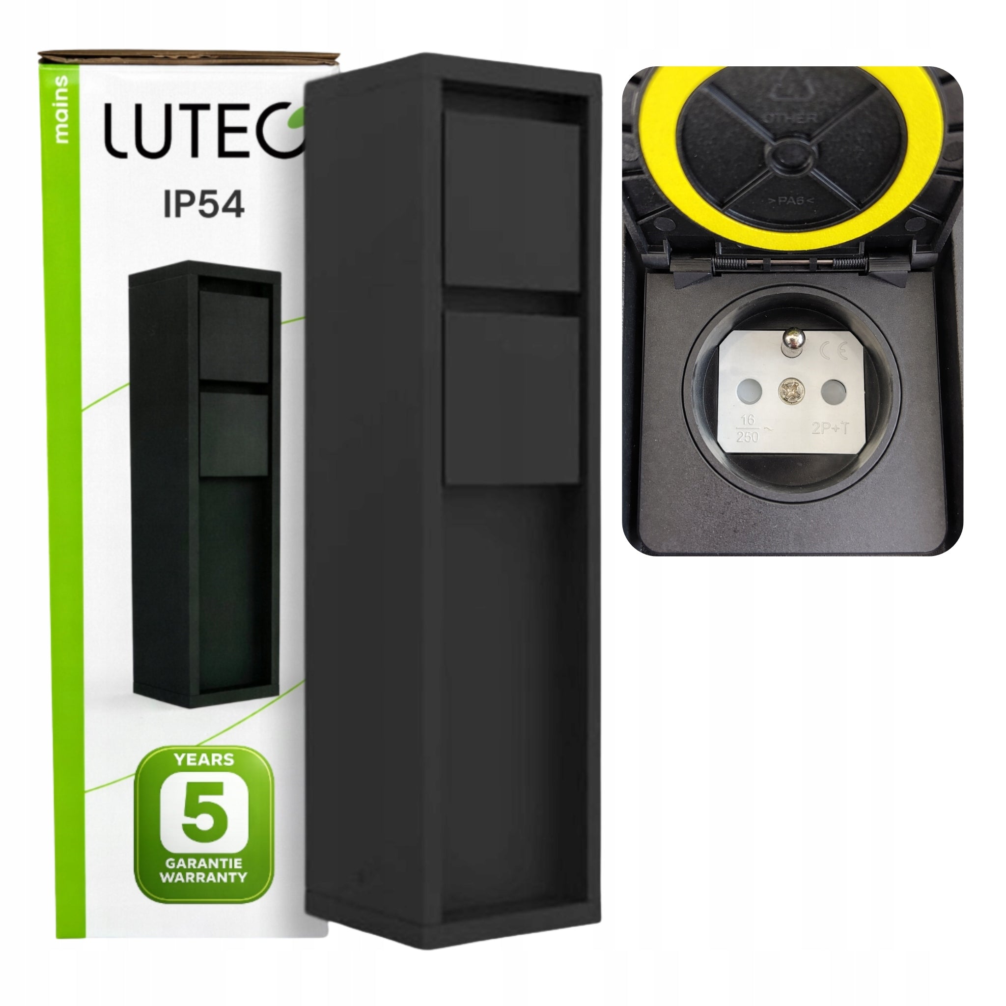Lutec Electric garden power post black IP54 Mains 31 cm