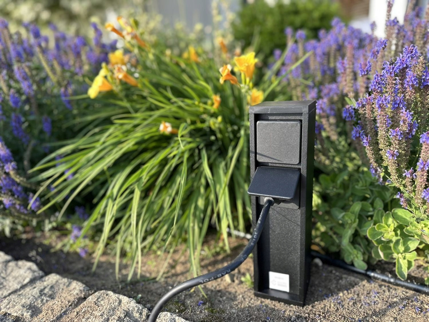 Lutec electric garden post 2xSCHUKO IP54 black 31 cm Brand Lutec