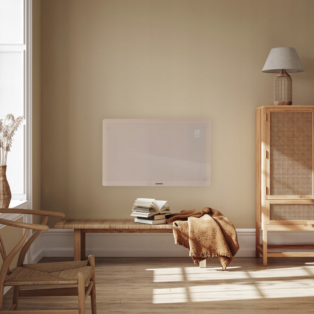 Luxury electric heater – Glass panel – 2000 W – Beige | WIFI Brand Vonroc
