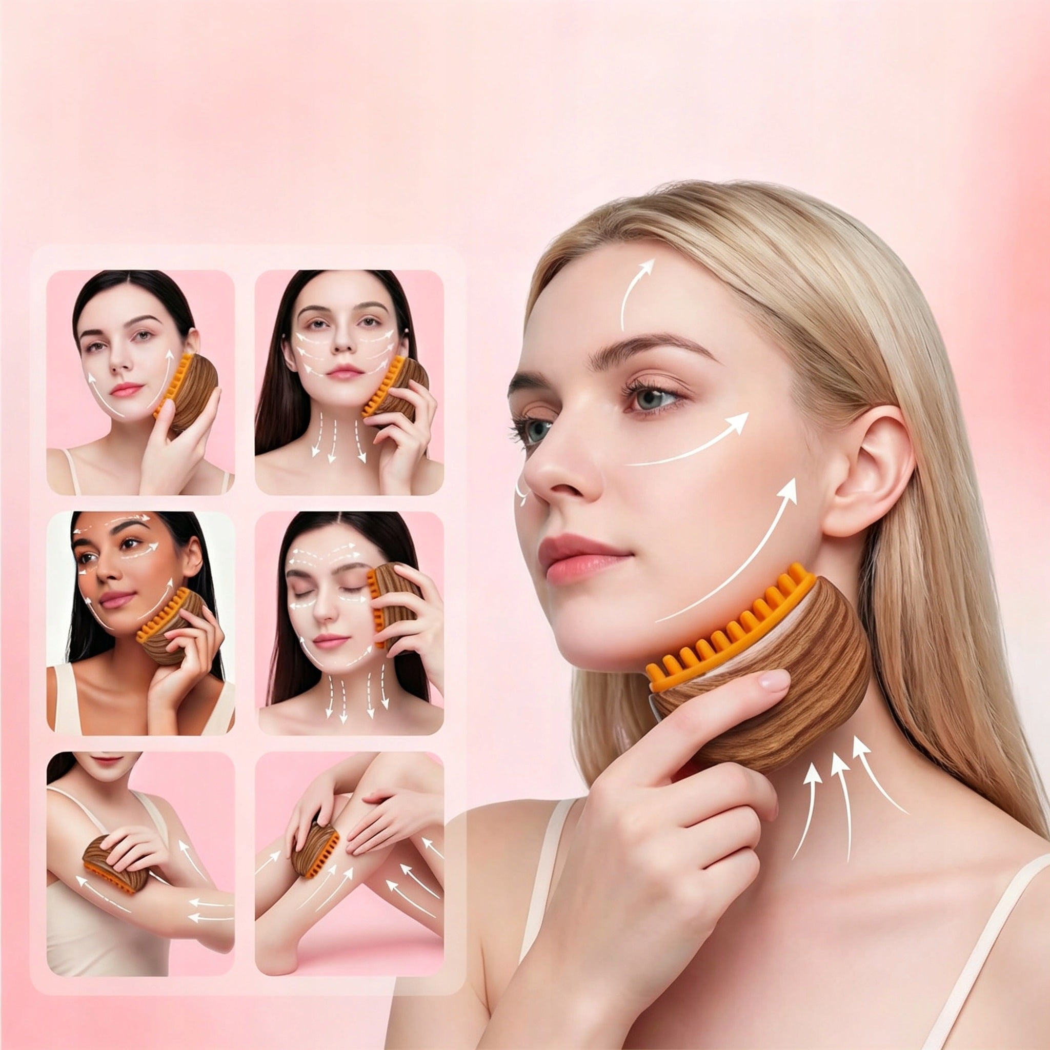 Lymphatic Contour Face Brush Lymphatic Drainage Brush Gua Sha Facial Tools Packaging status original