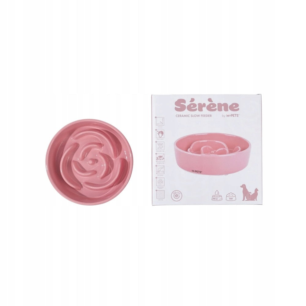 M-PETS Se'rene Rose Pink coral 300ml ceramic dog slowing bowl Brand M-Pets