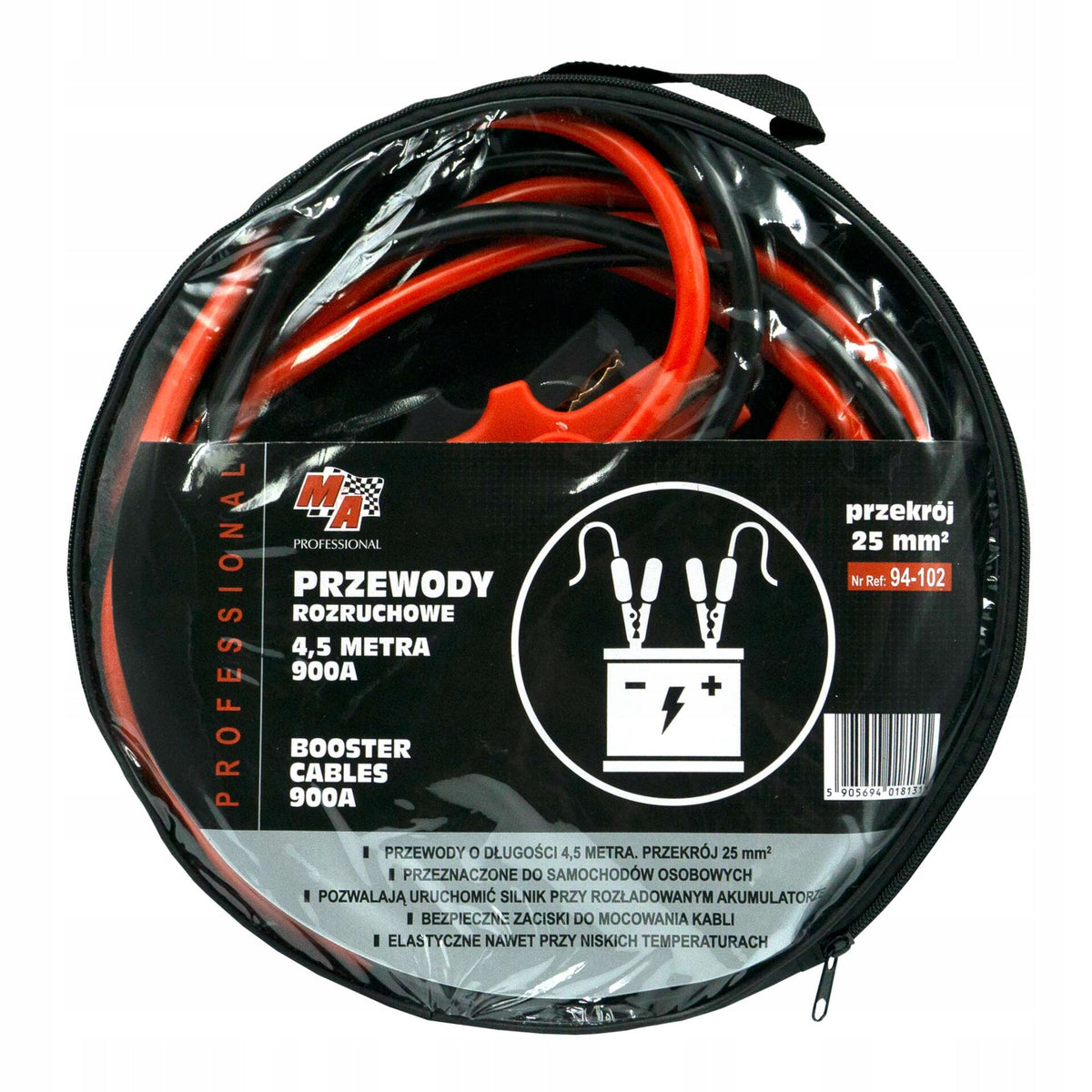 MA PROFESSIONAL PROFESSIONAL JUMPER CABLES 900A 4,5m 25mm2 94-102