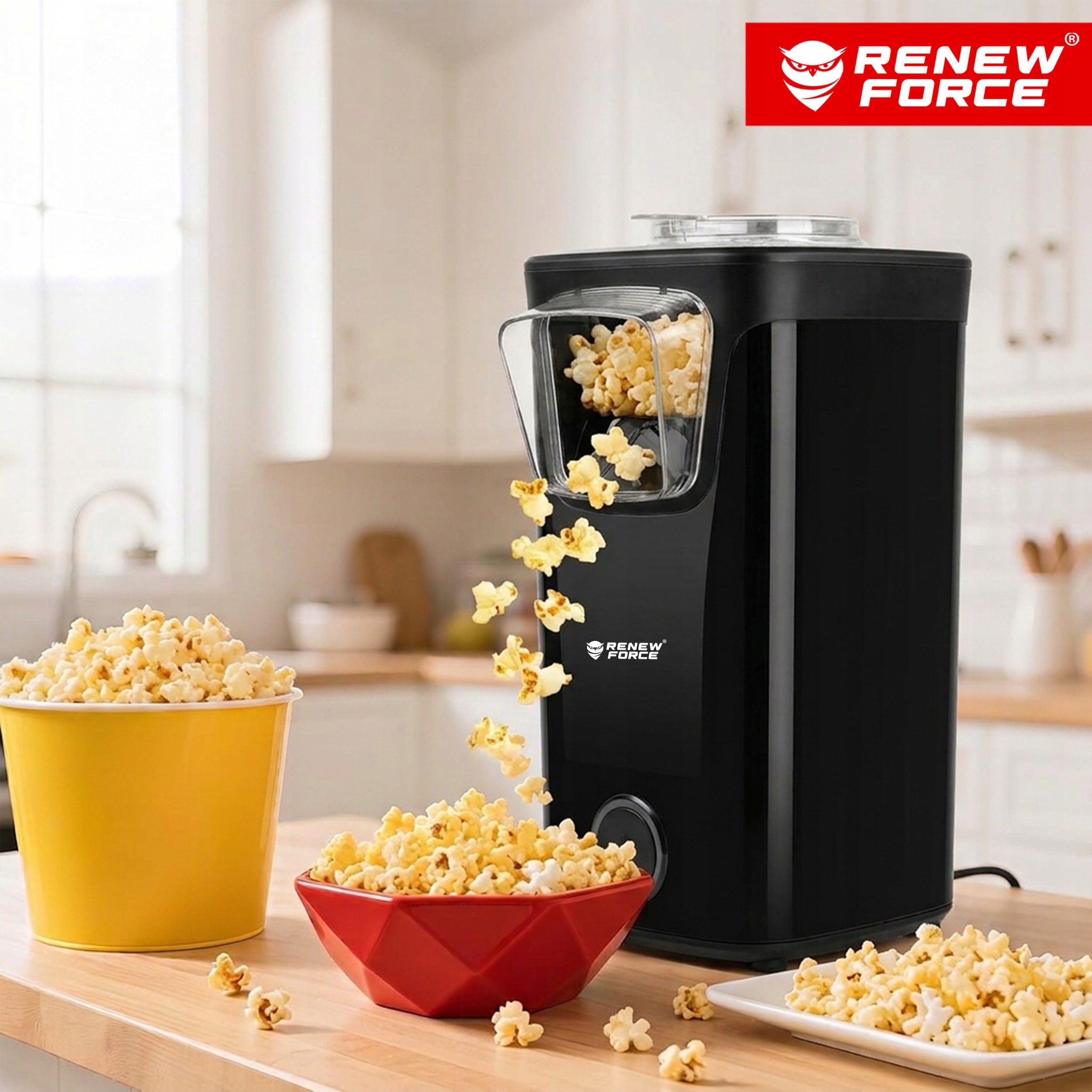 MACHINE DEVICE FOR MAKING POPCORN WITHOUT FAT 1100W BLACK Packaging status original