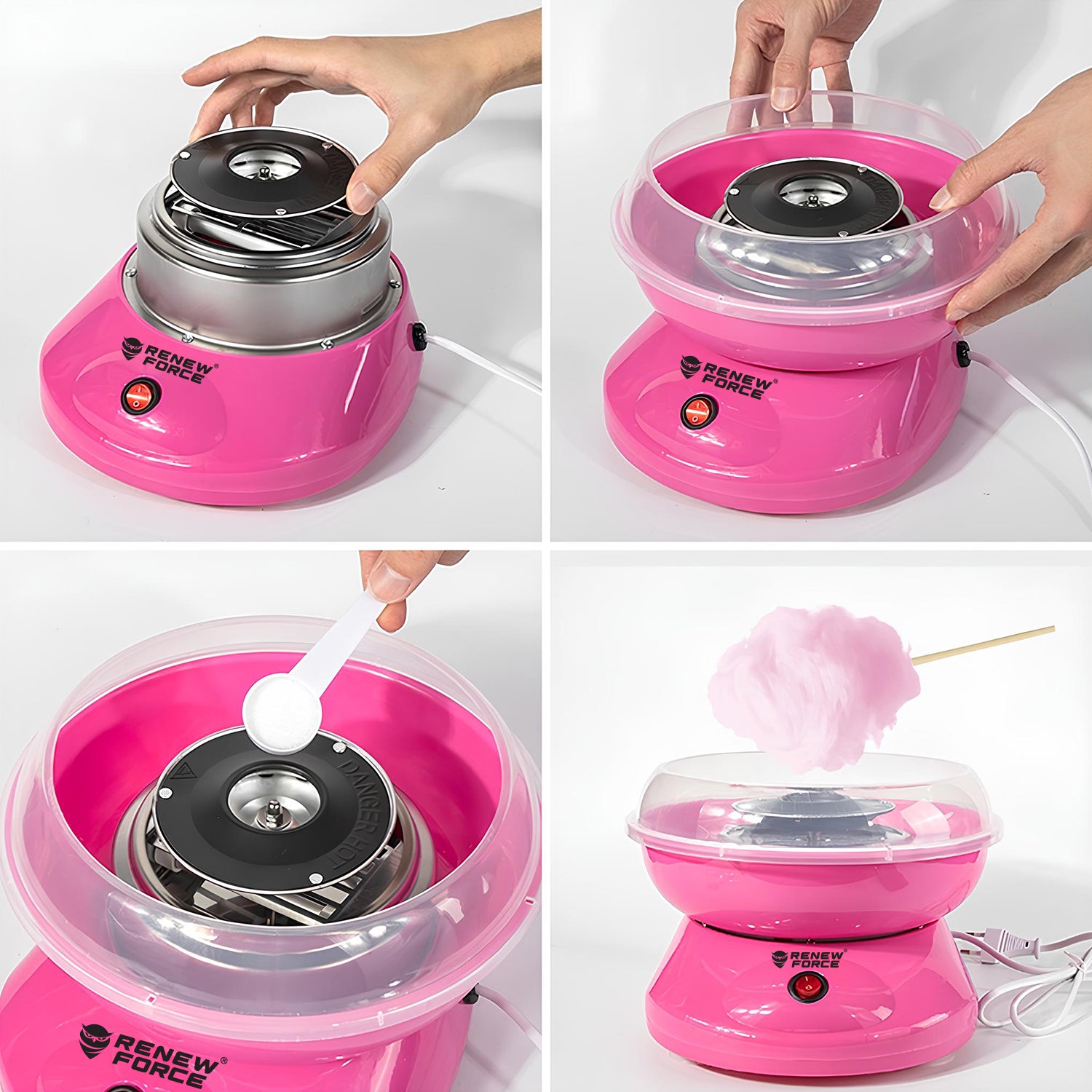 MACHINE FOR MAKING COTTON CANDY HOME PARTY + STICKS SET Brand Renew Force