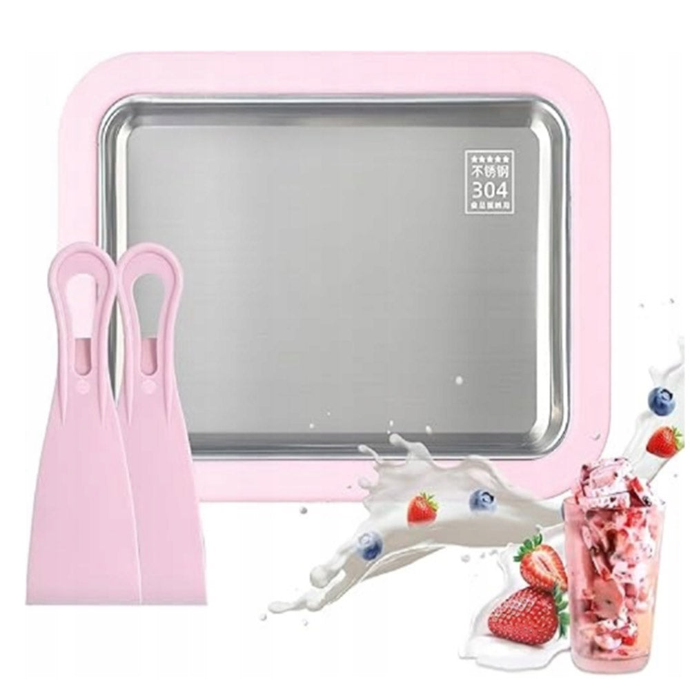 MACHINE TRAY FOR MAKING ICE CREAM THAI YOGURT DESSERTS COLD SPATULA