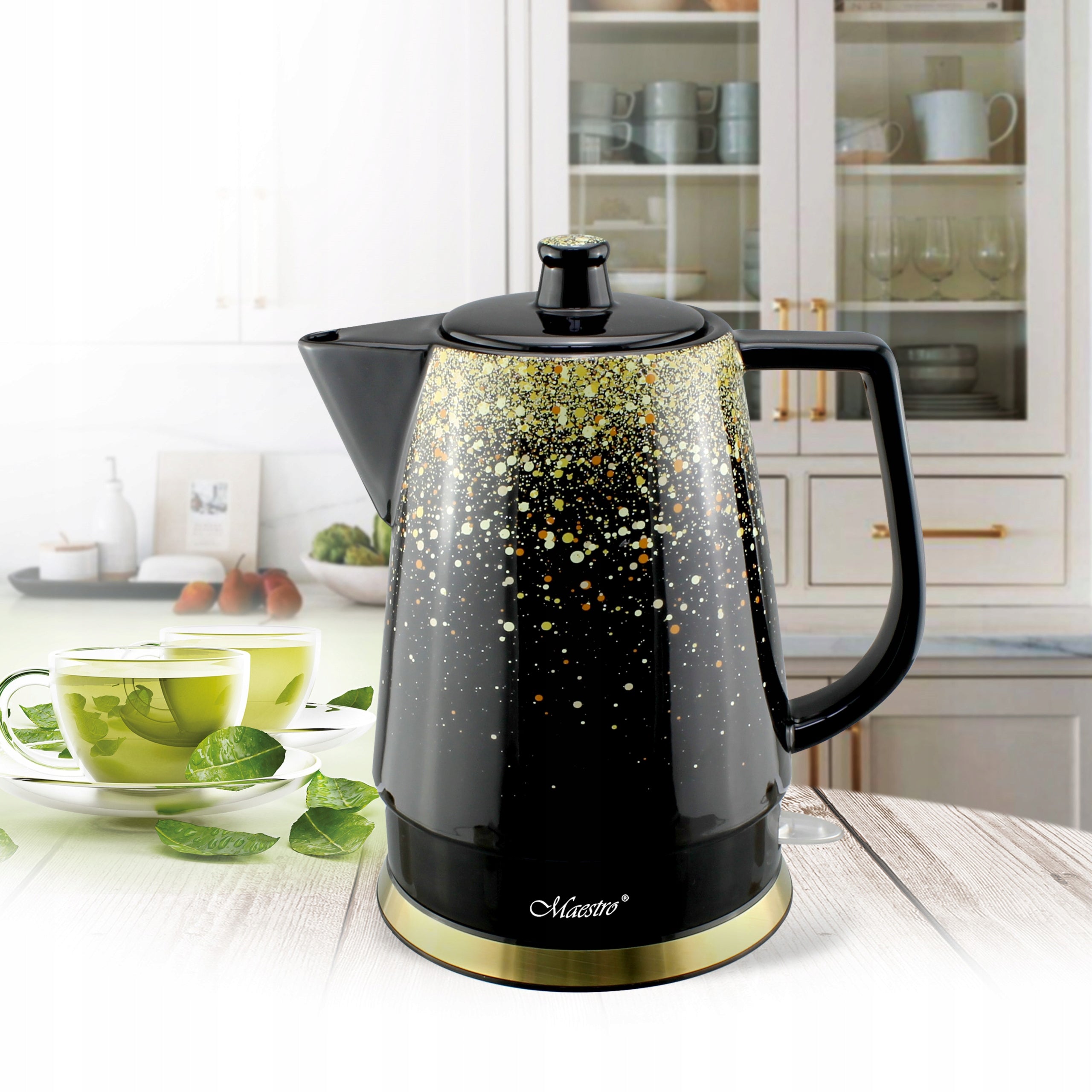 MAESTRO MR074 ceramic kettle 1,5L 1500W black and gold Manufacturer code MR-074-silver