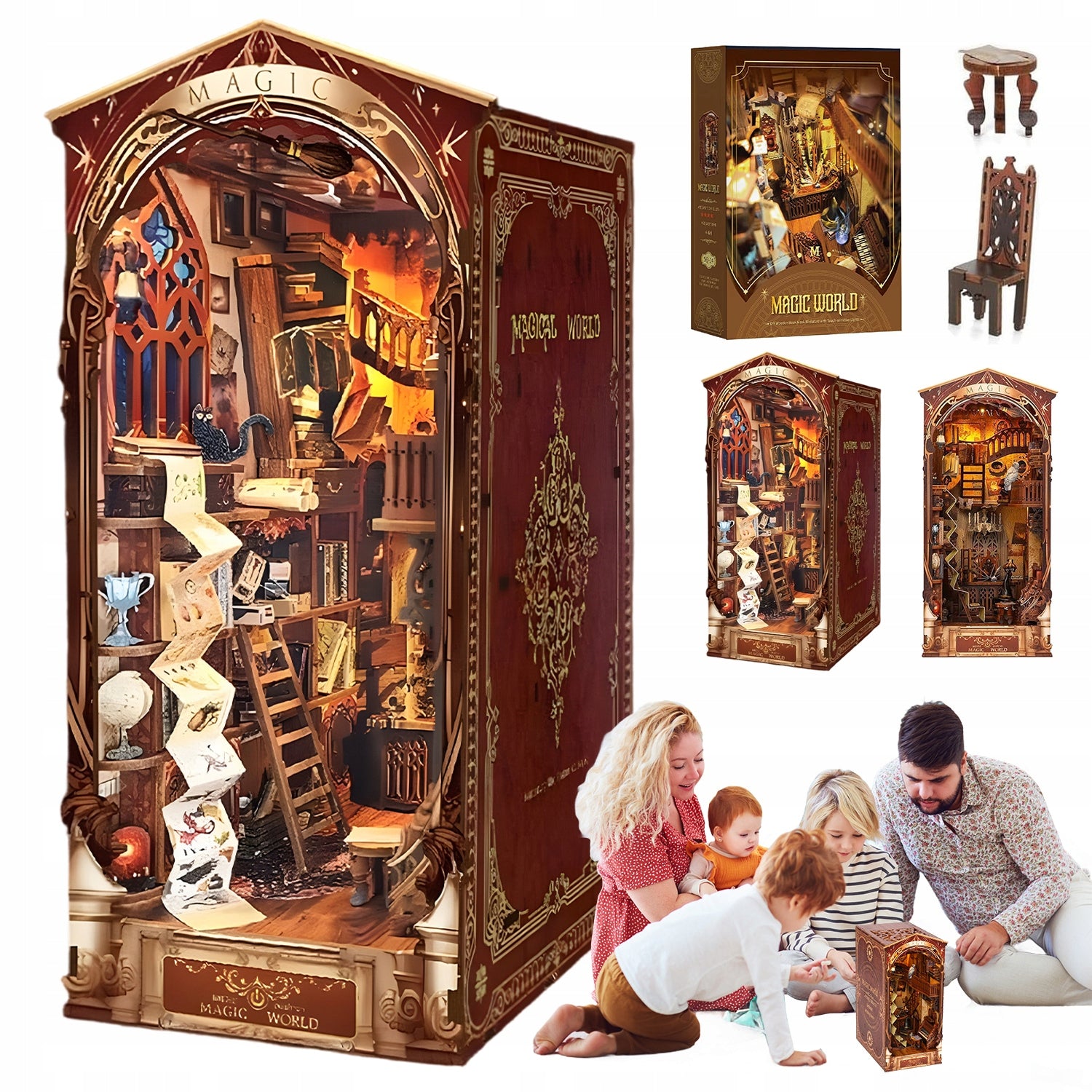 MAGICZNY ŚWIAT MINIATUROWY DOMEK DIY Z OSŁONĄ PRZECIWKURZOWĄ