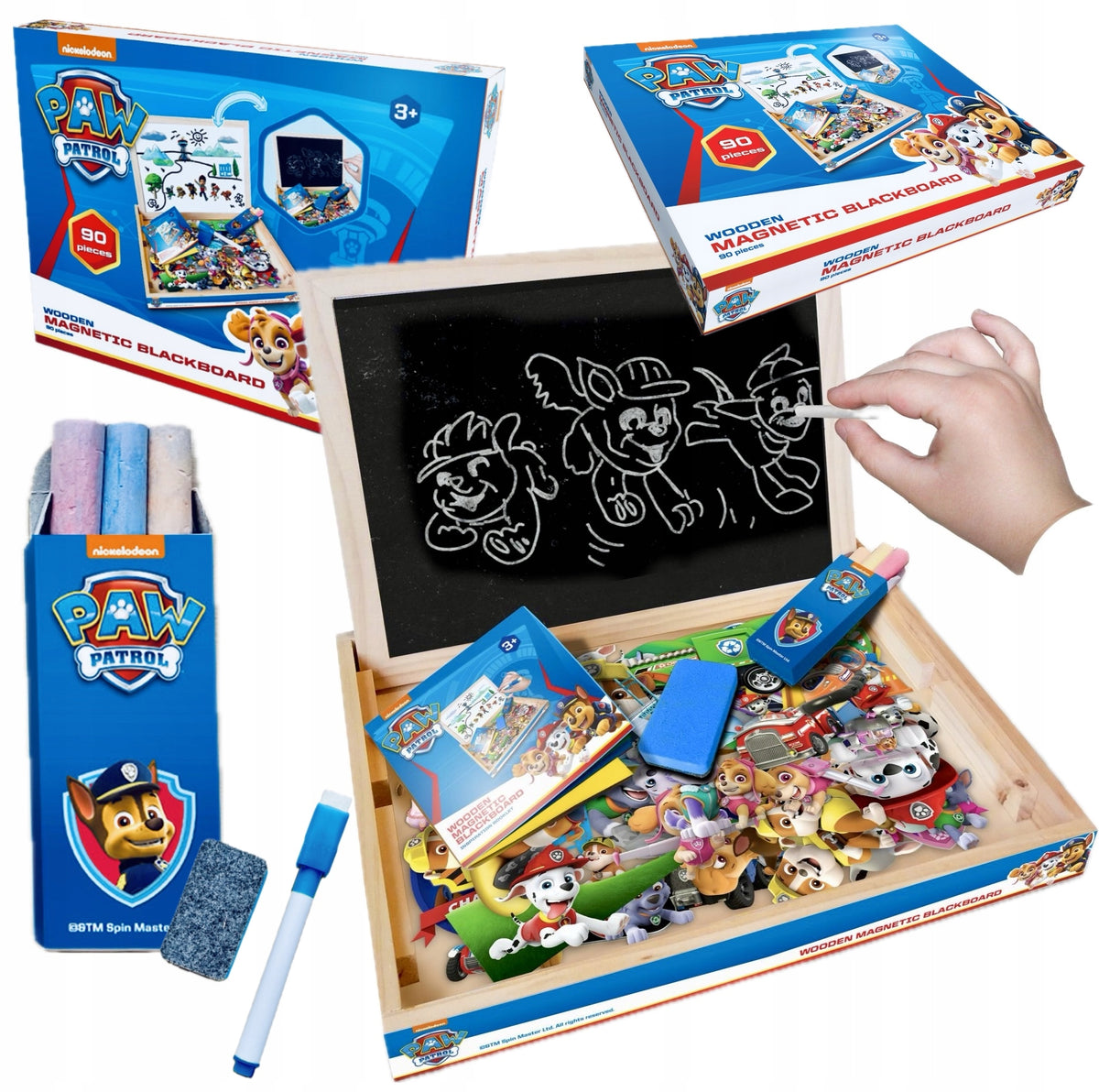 MAGNETIC AND CHALKBOARD 90 MAGNETS PSI PATROL DOUBLE-SIDED WOODEN