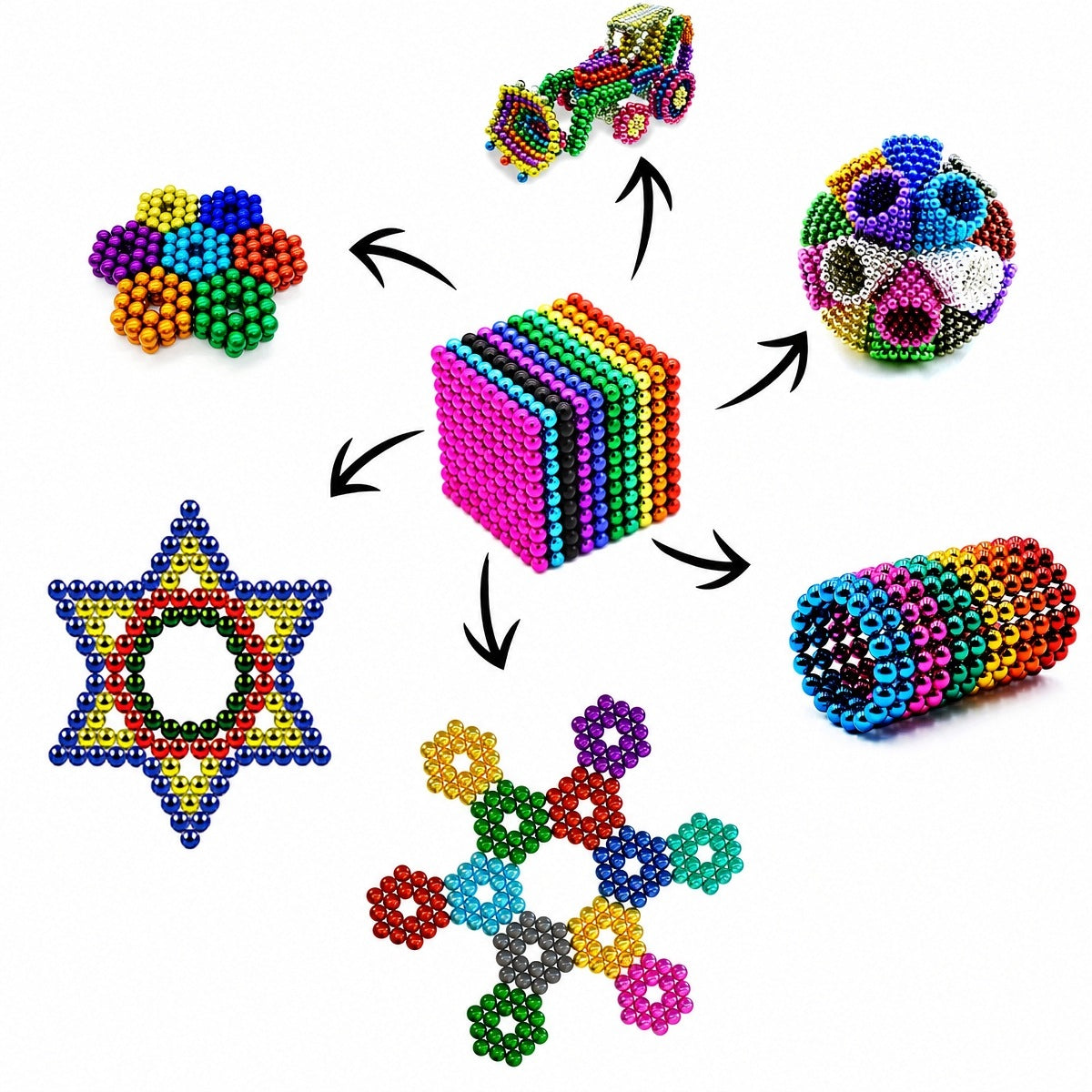 MAGNETIC BALLS 3MM SET 1000 PCS NEOCUBE MAGNETS COLOR EDUCATION Kid's age 10+ years