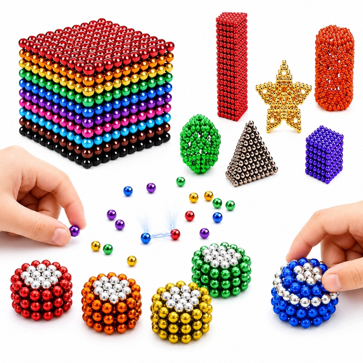 MAGNETIC BALLS 3MM SET 1000 PCS NEOCUBE MAGNETS COLOR EDUCATION