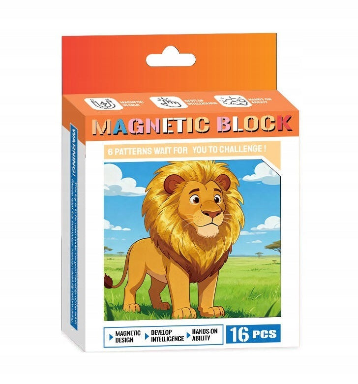 MAGNETIC BLOCKS 16EL PUZZLE MONTESSORI ANIMALS Packaging status original