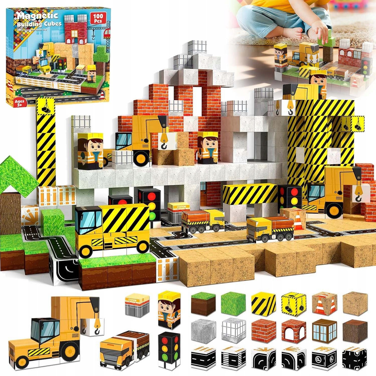 MAGNETIC BLOCKS 3D CREATIVE MINECRAFT CONSTRUCTION SET 100 EL DIY Brand no brand