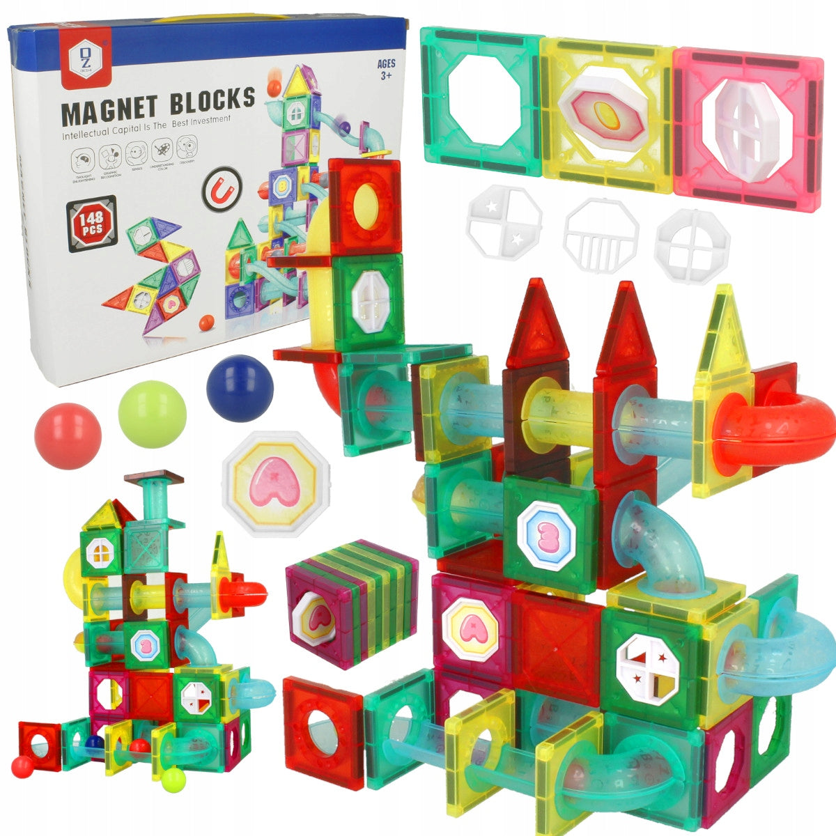 MAGNETIC BLOCKS Construction 3D BALL TRACK KULODROM XXL 148 el. LARGE