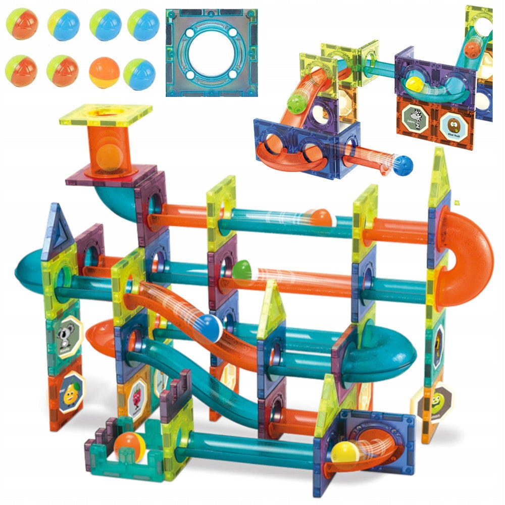 MAGNETIC BLOCKS EDUCATIONAL LARGE TILES BALL TRACK SET OF 96 ELEMENTS
