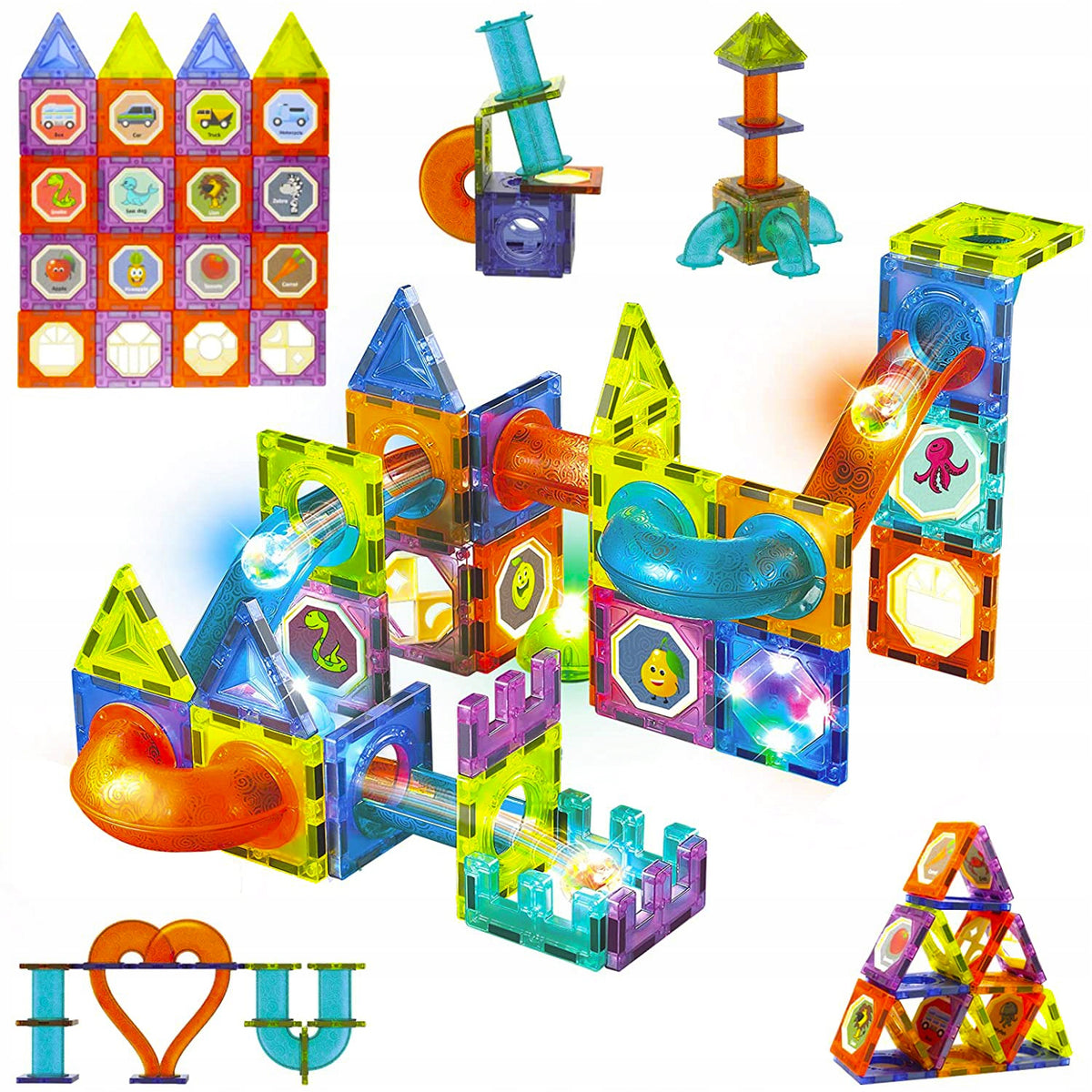 MAGNETIC BLOCKS, GLOWING, CONSTRUCTION TRACK, 75 EL, LARGE, CREATIVE FUN Brand no brand