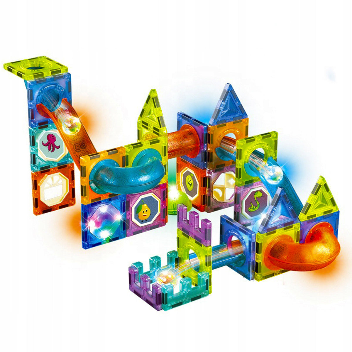 MAGNETIC BLOCKS, GLOWING, CONSTRUCTION TRACK, 75 EL, LARGE, CREATIVE FUN Manufacturer code prezent dla dzieci dla chłopca i dziewczynki