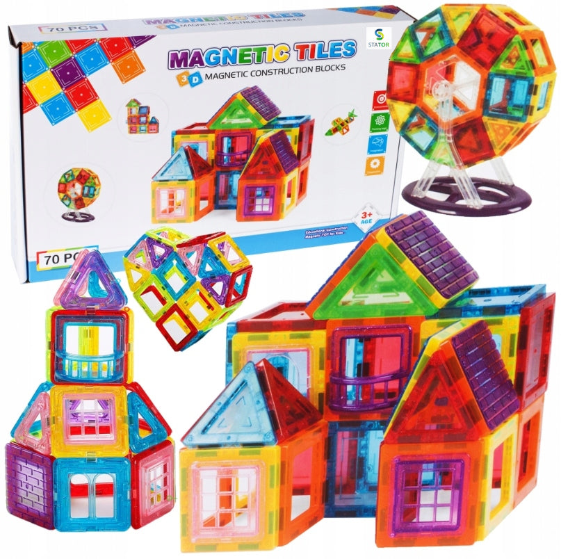 MAGNETIC BLOCKS LARGE 3 YEAR OLDS EDUCATIONAL MAGNETIC TILES 70 EAN (GTIN) 5904087510542