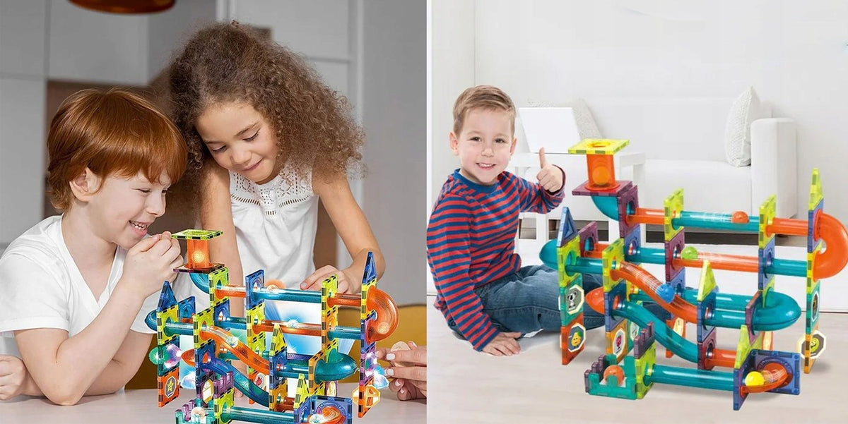 MAGNETIC BLOCKS SHINING BALL TRACK BUILDING BLOCKS KULODROM 110EL Brand Bajkowy Kuferek