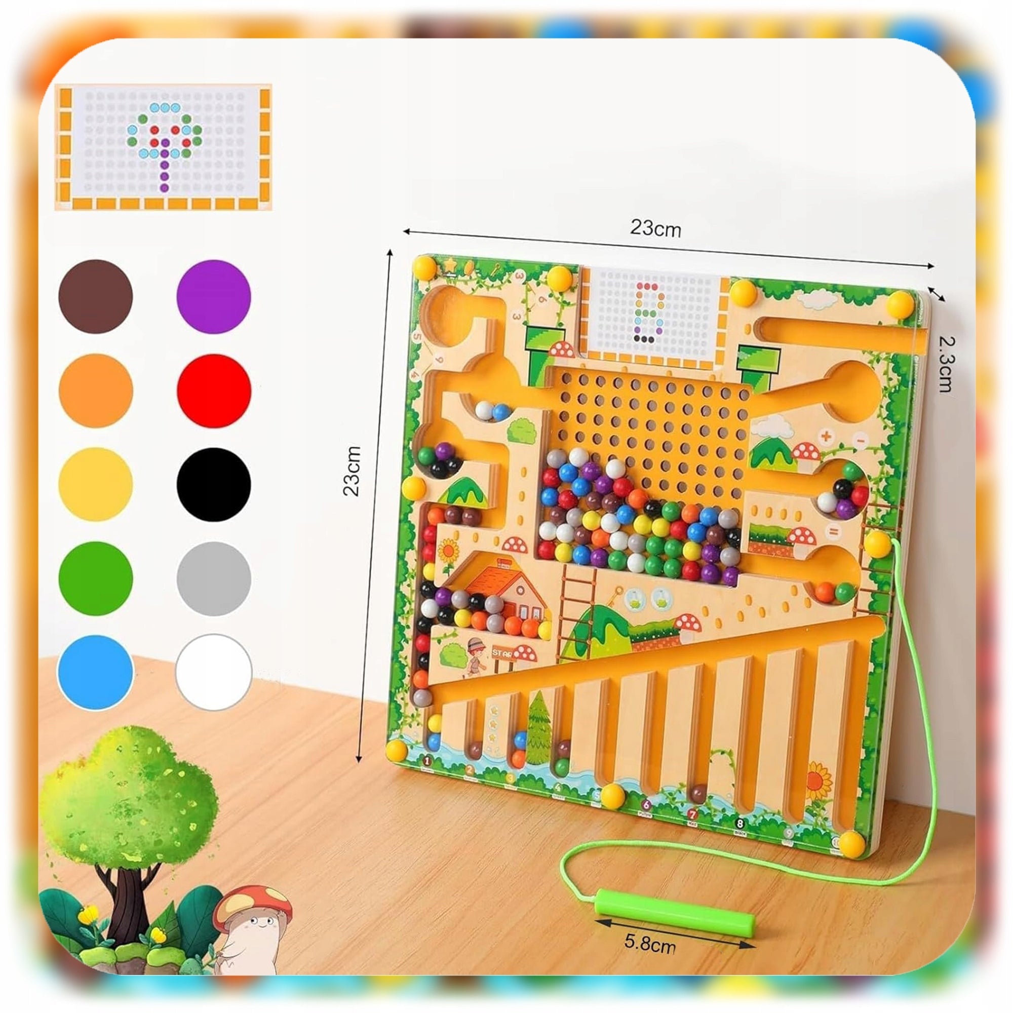 MAGNETIC BOARD MONTESSORI LABYRINTH LEARNING TO COUNT WOODEN SORTER Manufacturer code 007377