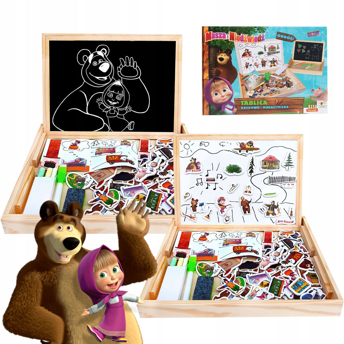 MAGNETIC BOARD WOODEN MASHA AND BEAR