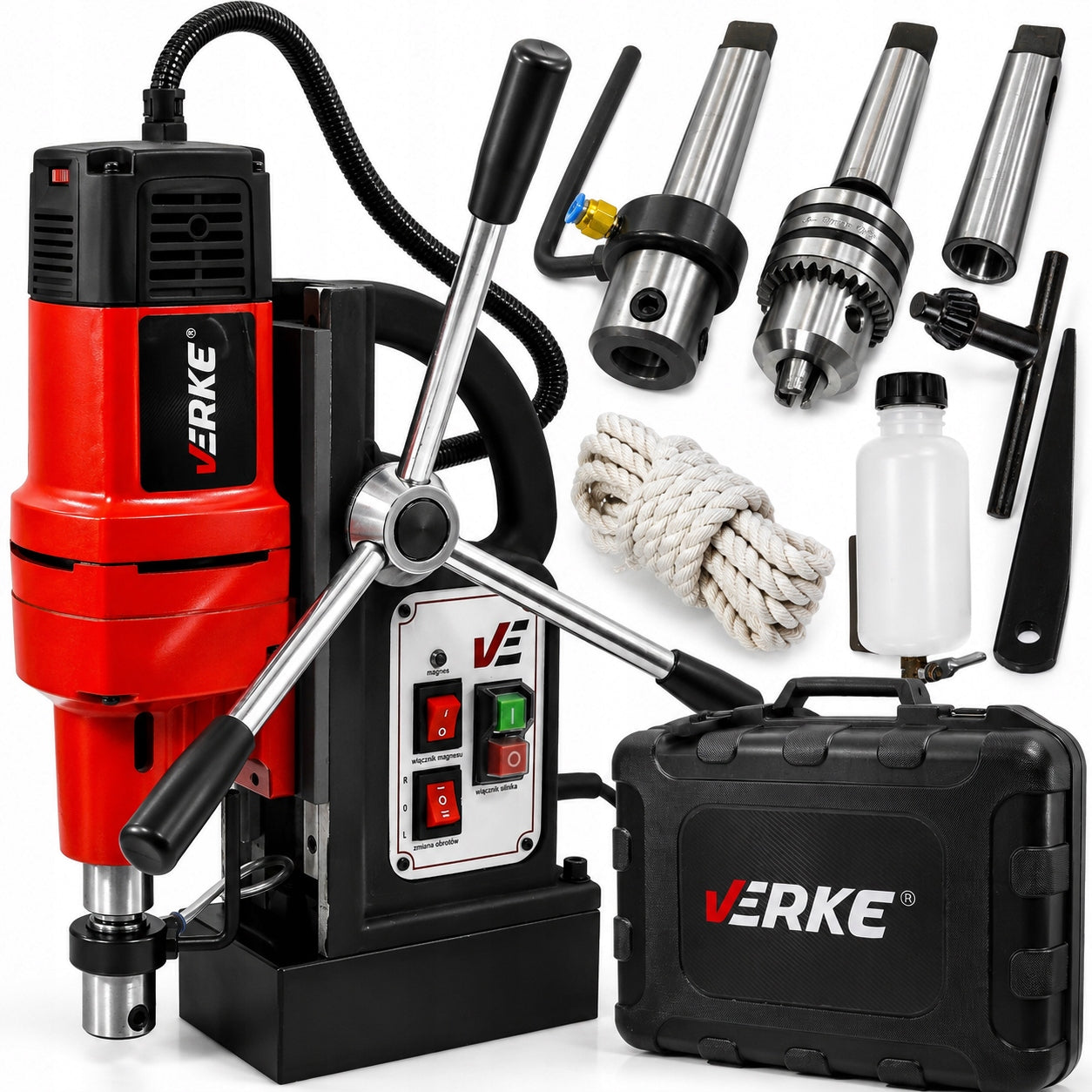 MAGNETIC DRILLING MACHINE 1500W MAGNET THREADER 15000N 200-600 rpm