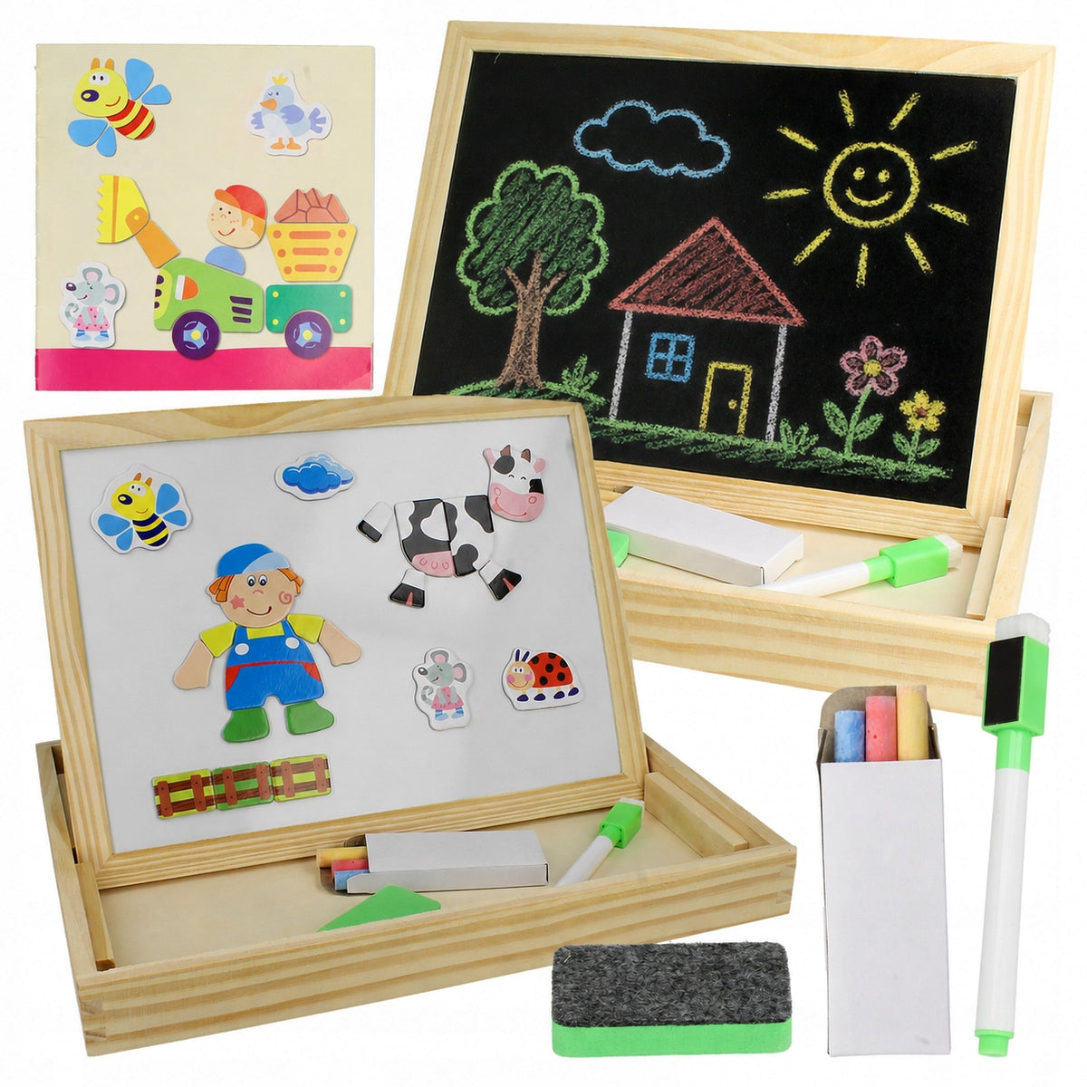 MAGNETIC EDUCATIONAL BOARD WOODEN CHALK BLOCKS 120 el. Brand Stator