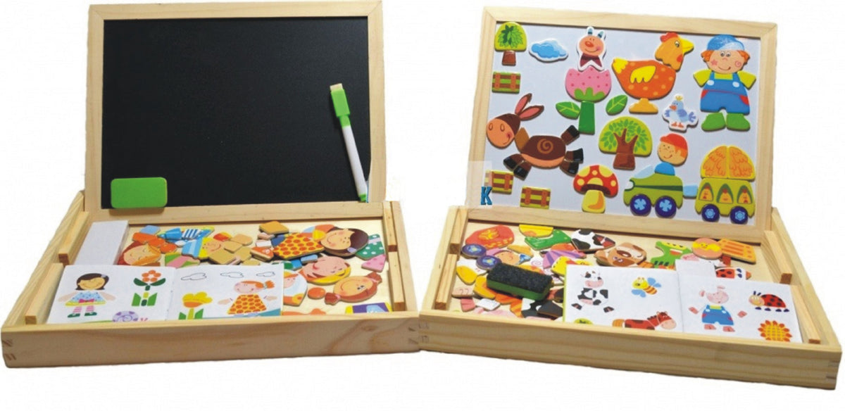 MAGNETIC EDUCATIONAL BOARD WOODEN CHALK MULTIFUNCTION FOR KIDS Brand VidaXL