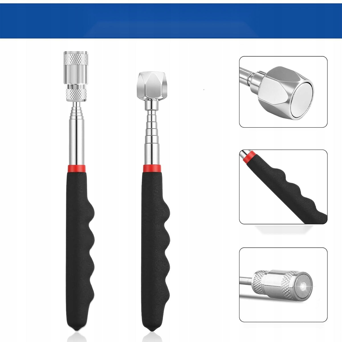 MAGNETIC GRIPPERS 2 PIECES TELESCOPIC SET STRONG STAINLESS STEEL Power supply rechargeable battery