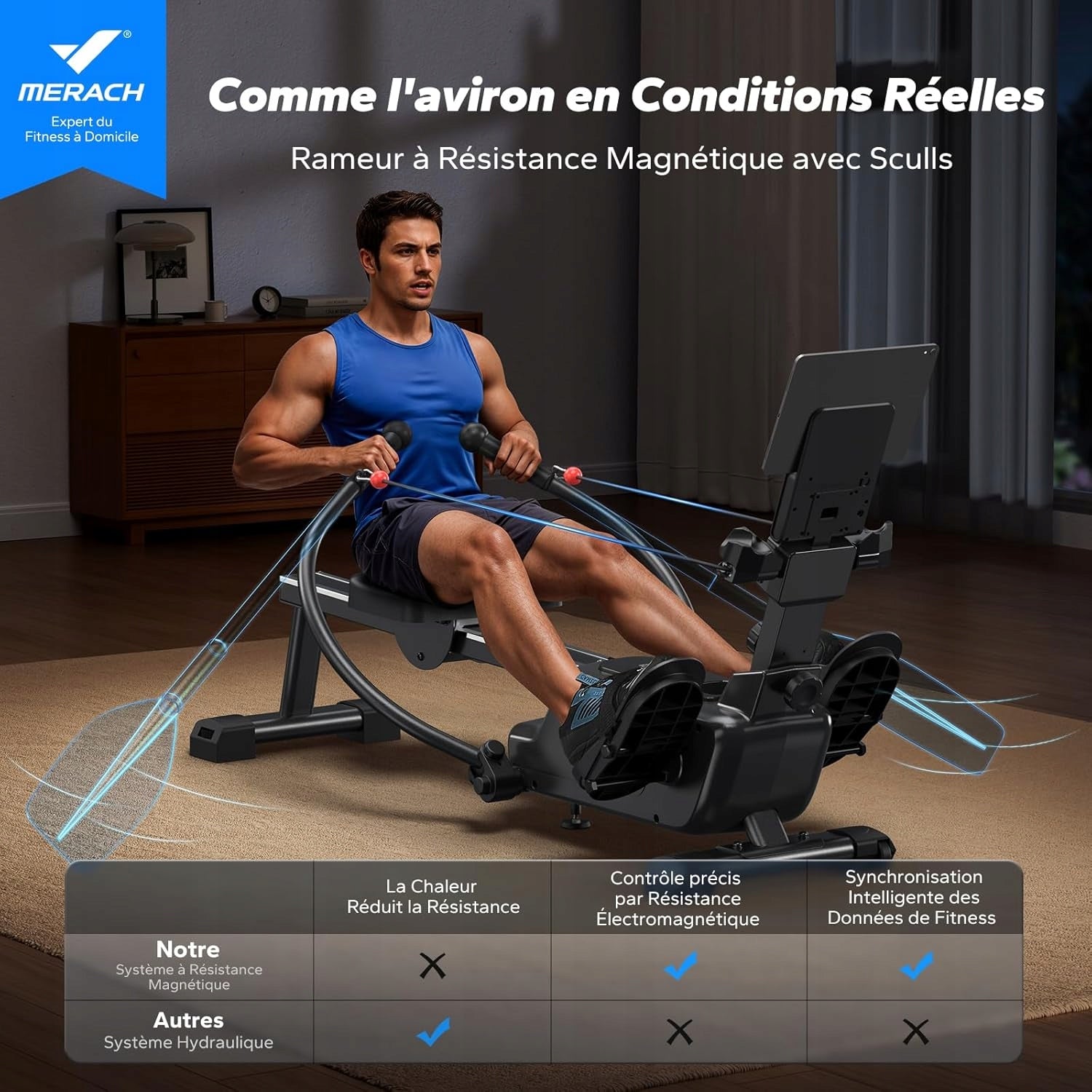 MAGNETIC HOME ROWING MACHINE WITH BLUETOOTH APP, RESISTANCE UP TO 158 KG EAN (GTIN) 0194502540475