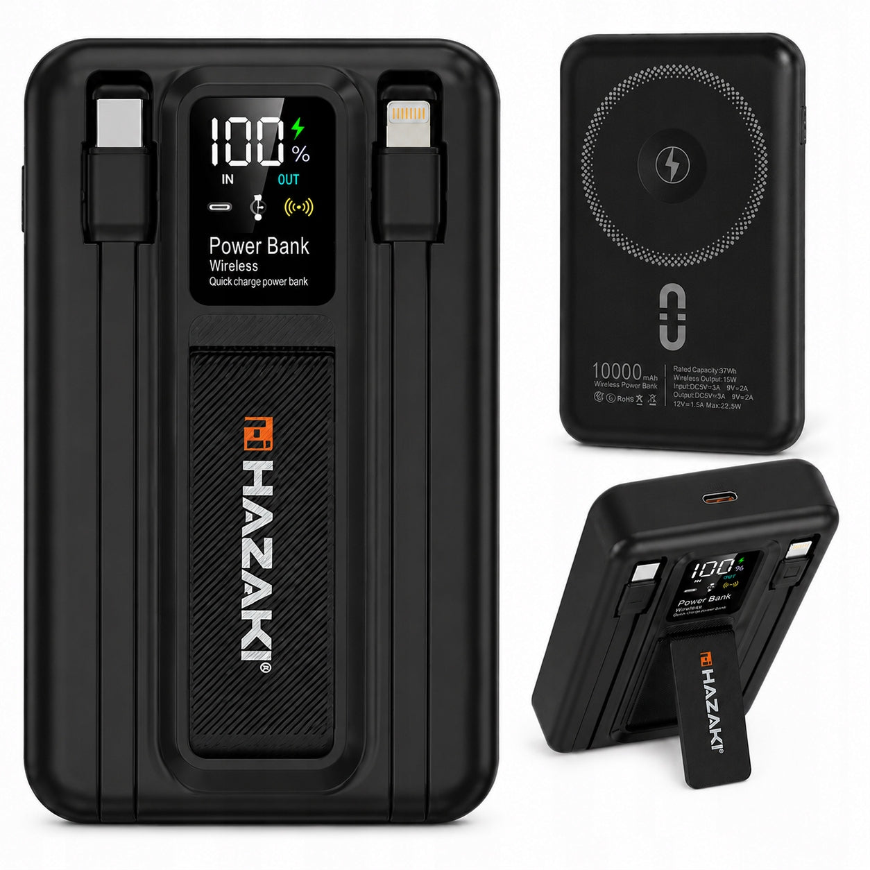 MAGNETIC INDUCTION POWERBANK 10000mAh HAZAKI 22,5W FOR MagSafe 2CABLES PD