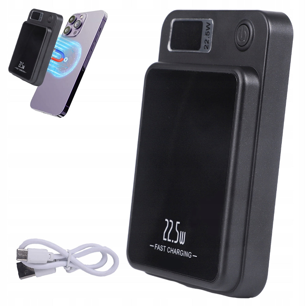 MAGNETIC POWERBANK 10000MAH BLACK MINI WIRELESS MAGSAFE FOR IPHONE