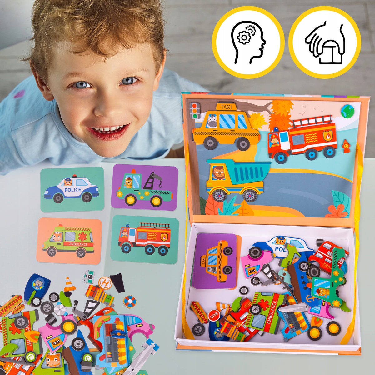MAGNETIC PUZZLE BOOK PUZZLE VEHICLES 12 FOR MAGNET 65 ELEMENTS Manufacturer code 111700