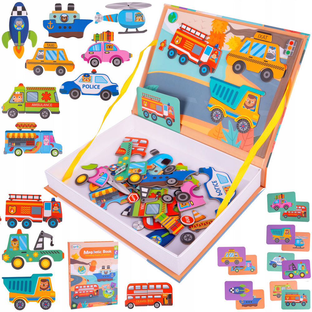 MAGNETIC PUZZLE BOOK PUZZLE VEHICLES 12 FOR MAGNET 65 ELEMENTS