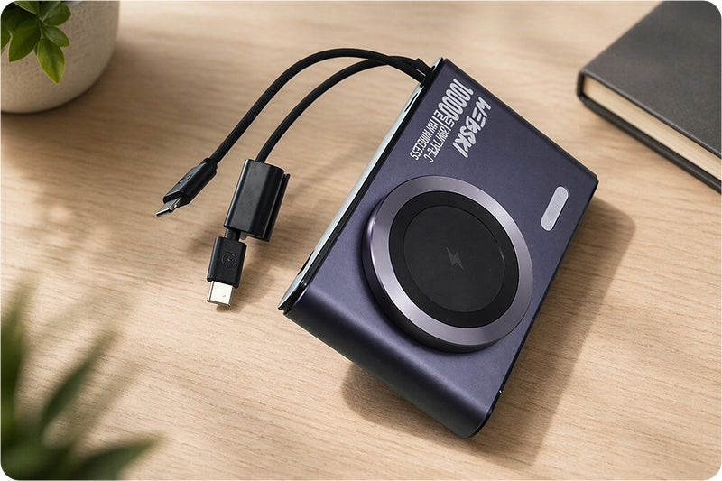 MAGNETIC Powerbank with INDUCTION Folding Qi2 MagSAFE with Type C and LT Cable Manufacturer code PBINDFOLD10MAG