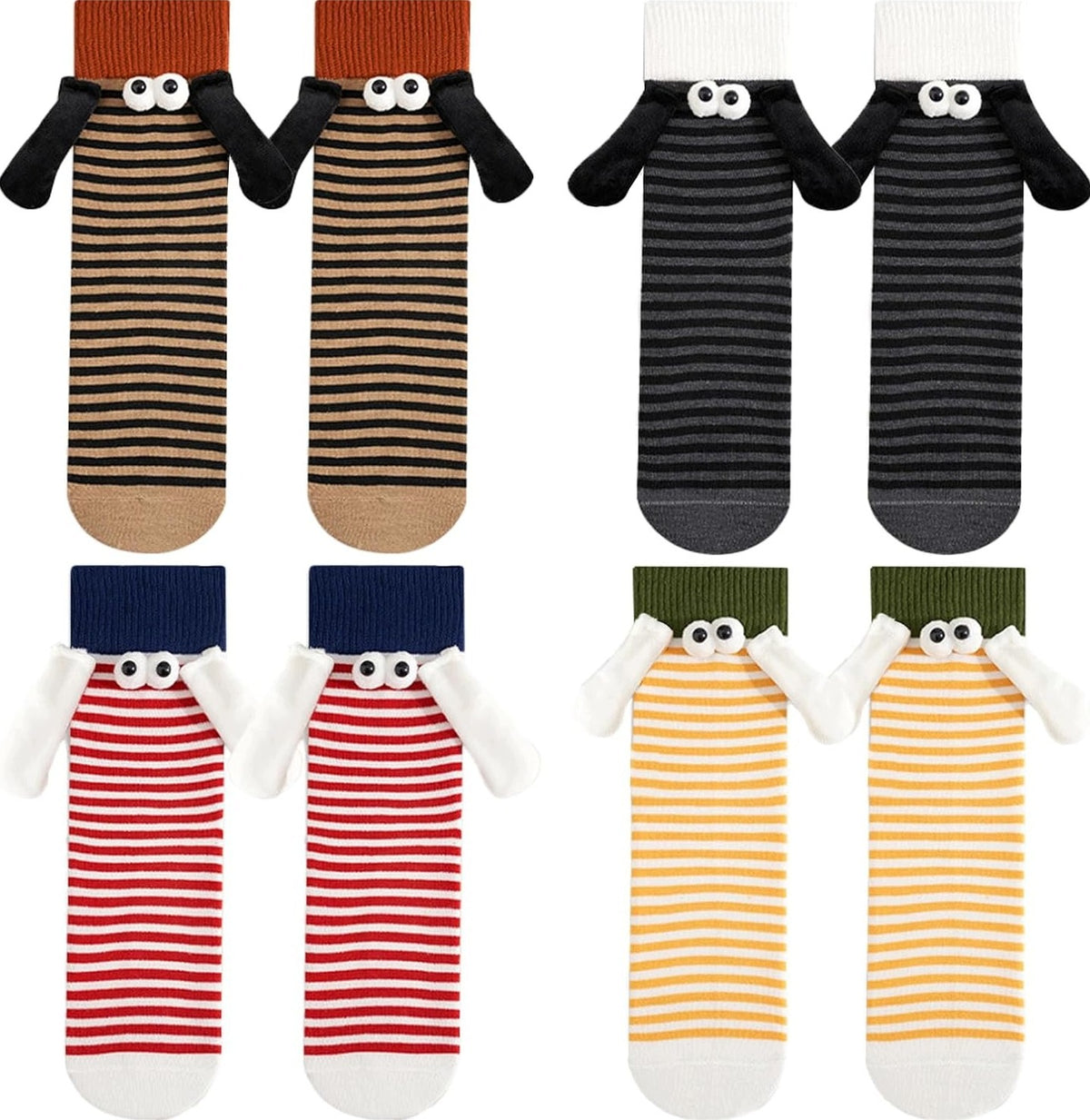 MAGNETIC SOCKS HAND IN HAND 4 PAIRS FUN CUTE FOR FRIENDS