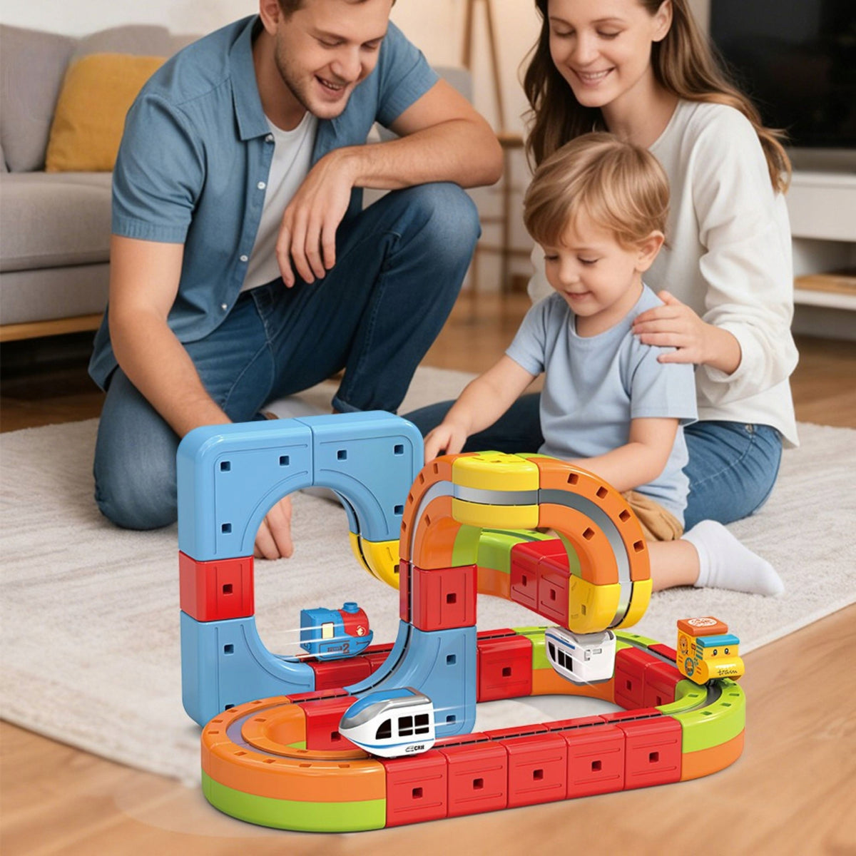 MAGNETIC TRACK BUILDING BLOCKS WITH QUEUE LARGE SET 32el. 3+ WOOPIE Packaging status original