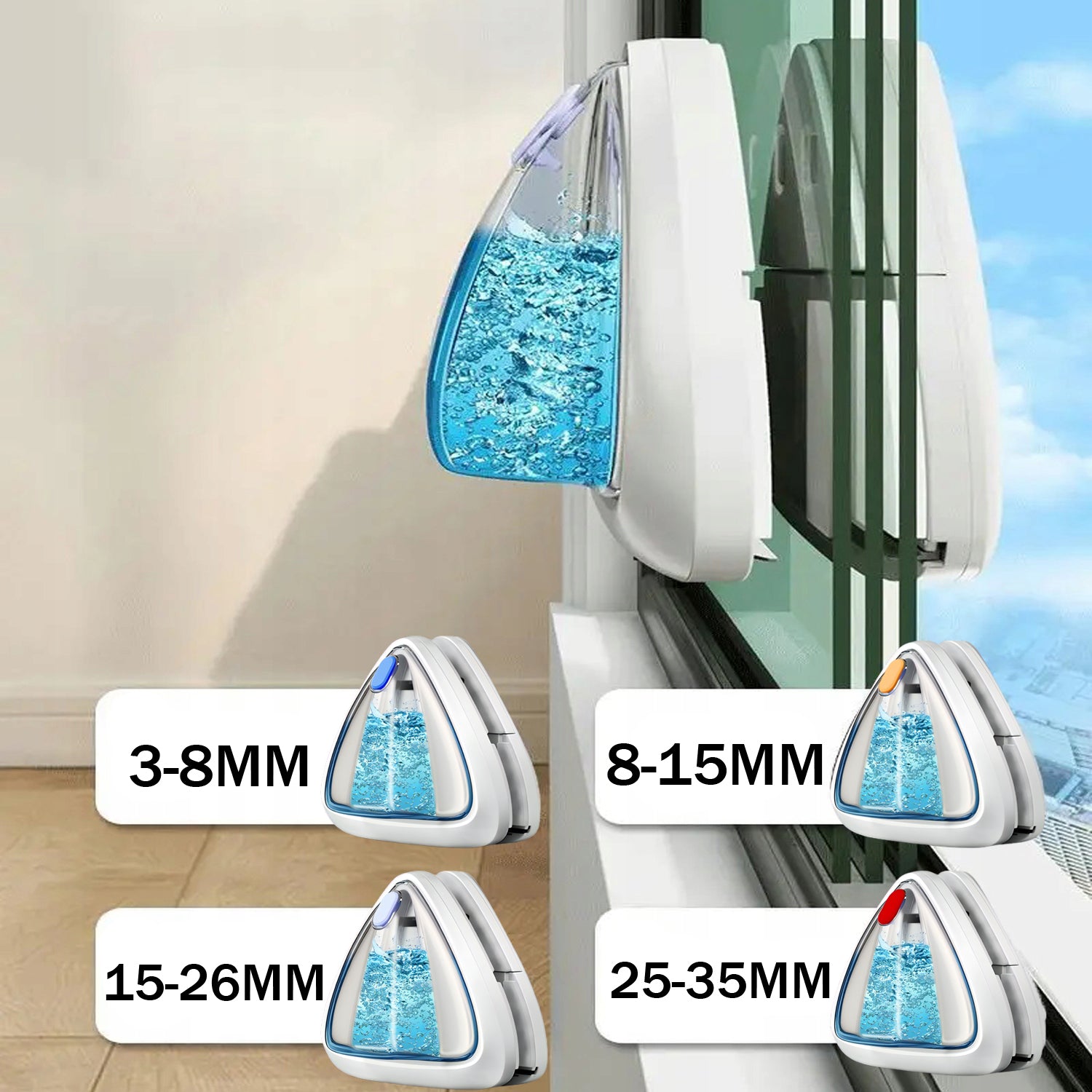 MAGNETYCZNA MYJKA DO MYCIA OKIEN SZYB DWUSTRONNA Z WYPELNIONE WODA 25-35MM Brand Hooha