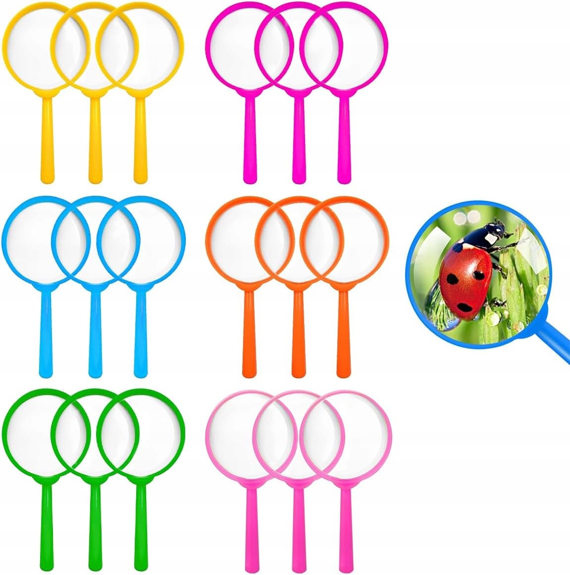 MAGNIFYING MAGNIFIER FOR CHILDREN 18 PCS COLORFUL FOR LEARNING SCHOOL KINDERGARTEN