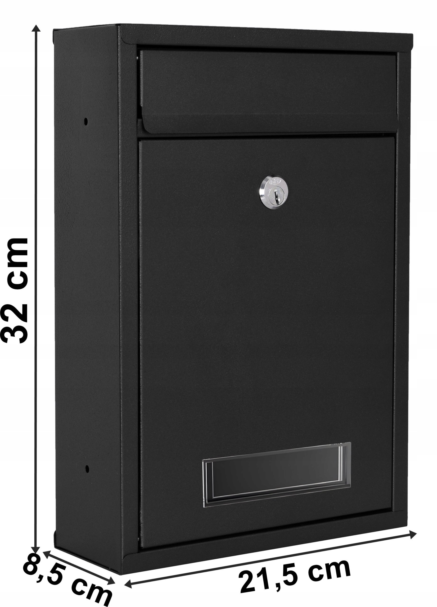 MAILBOX FOR LEAFLETS BLACK STEEL MAIL FOR FENCE HOUSE Brand Gockowiak
