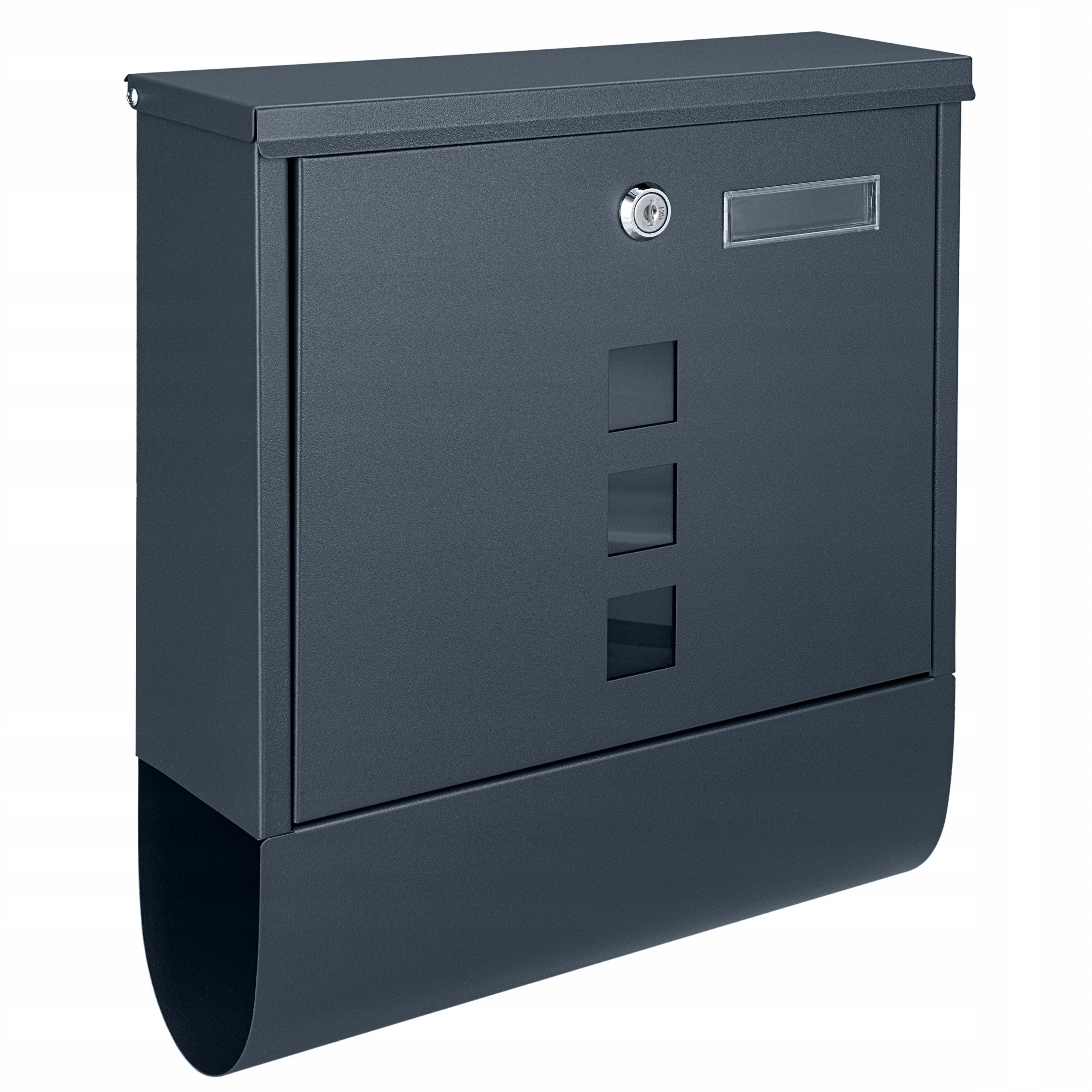 MAILBOX FOR LETTERS MAIL NEWSPAPERS TUBE VIEWER MODERN ANTHRACITE