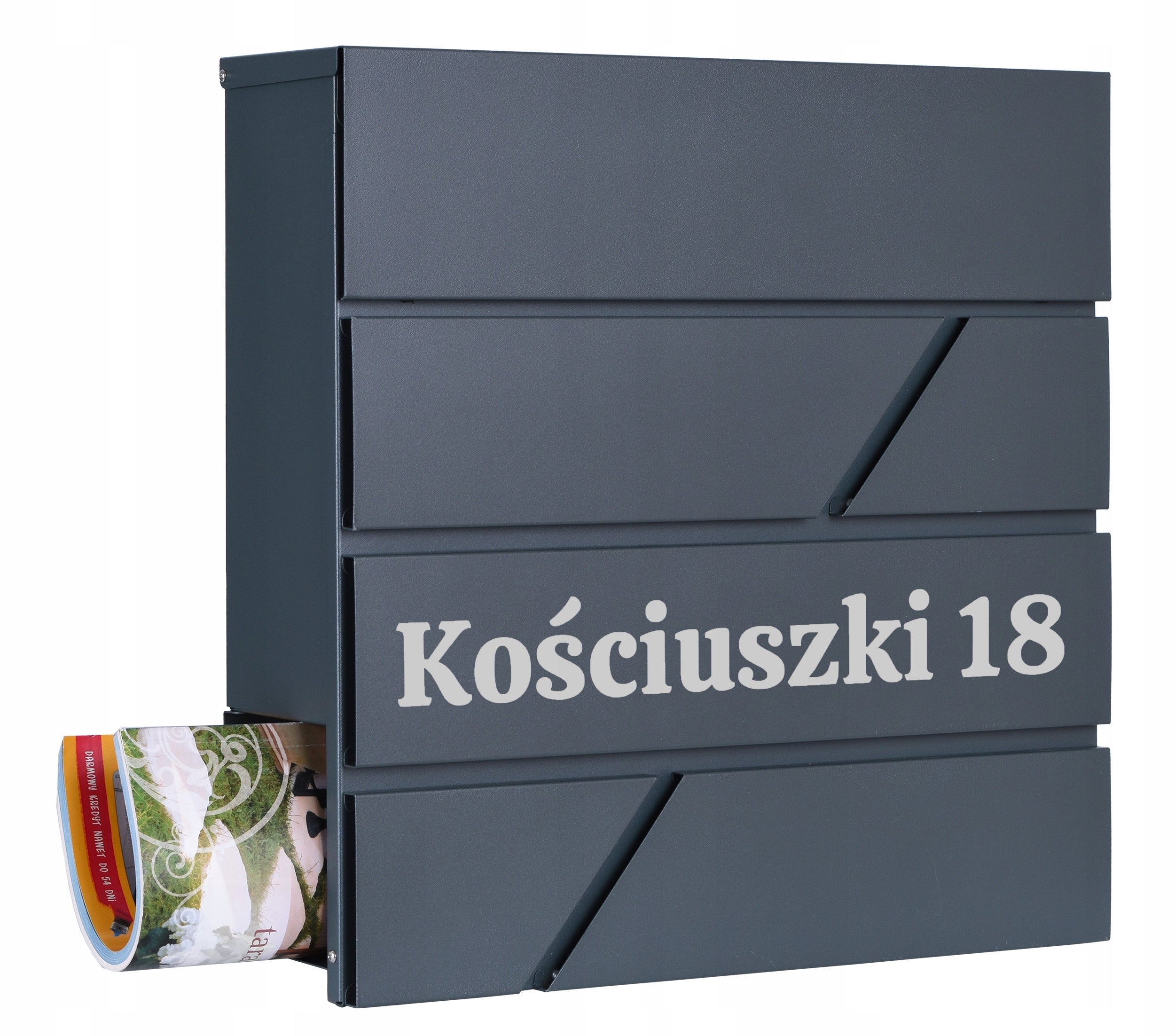 MAILBOX FOR LETTERS MAIL WITH NEWSPAPER HOUSE NUMBER STREET NAME