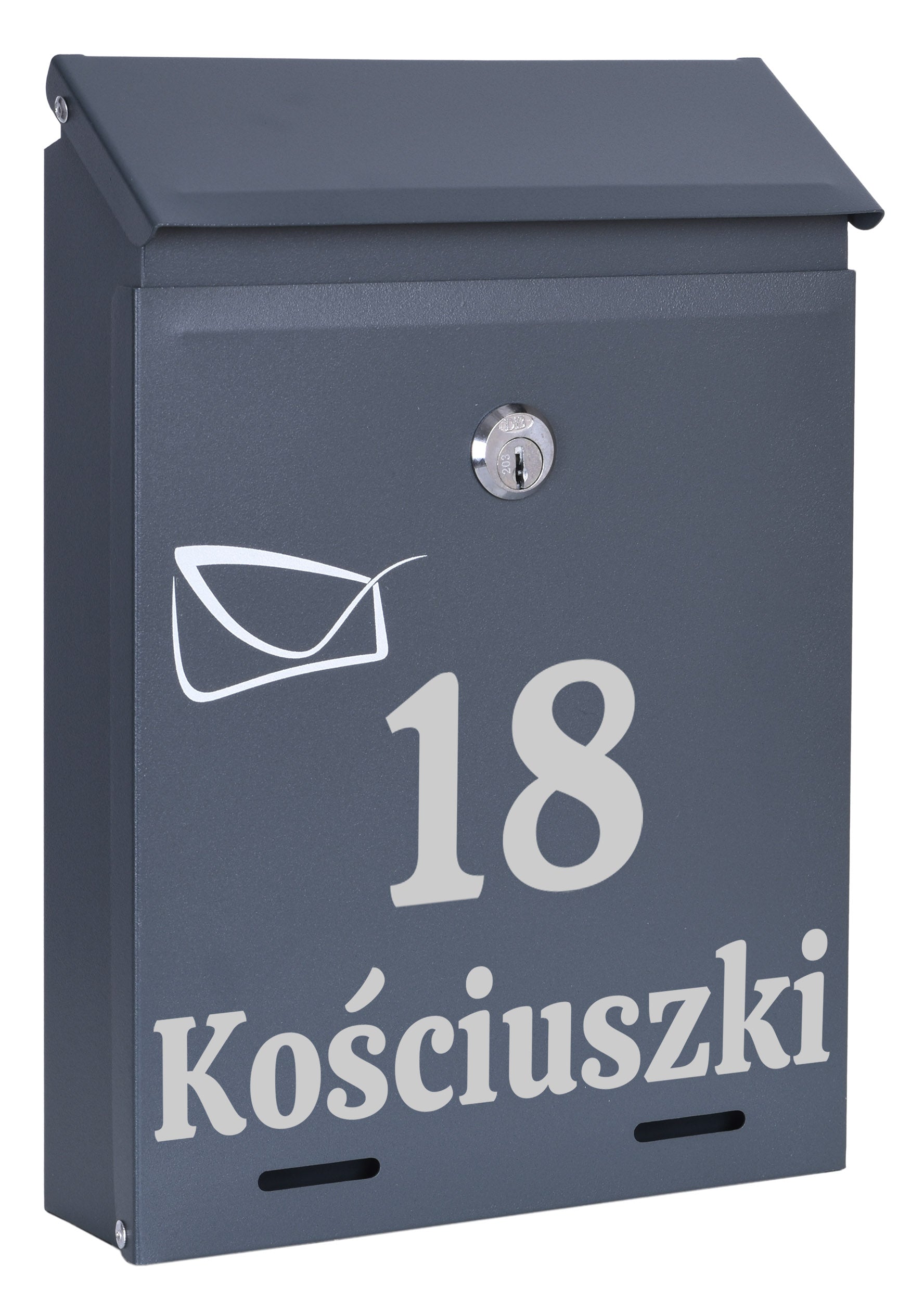 MAILBOX FOR LETTERS NEWSPAPERS WITH HOUSE NUMBER STREET NAME ANTRACYTOWA