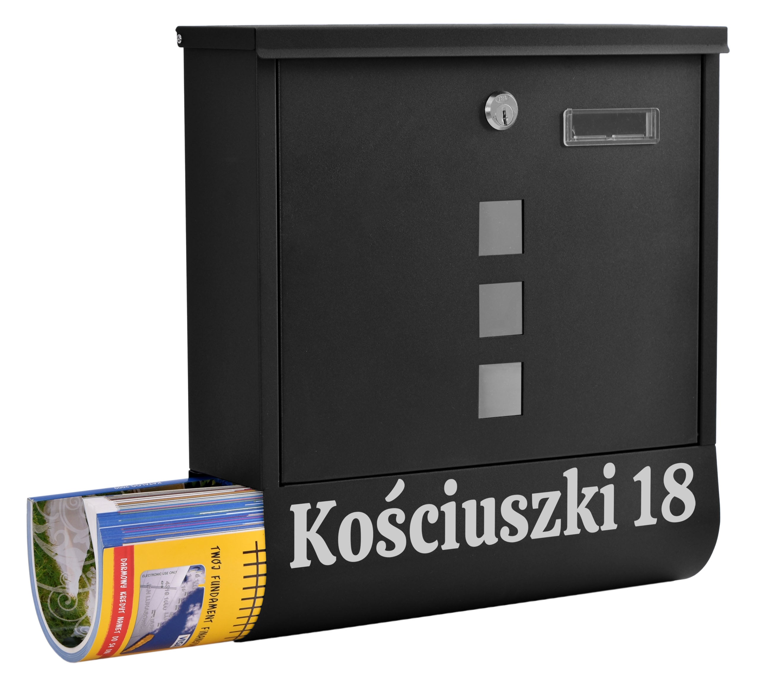 MAILBOX WITH STREET NAME NUMBER OF THE HOUSE NEWSPAPER