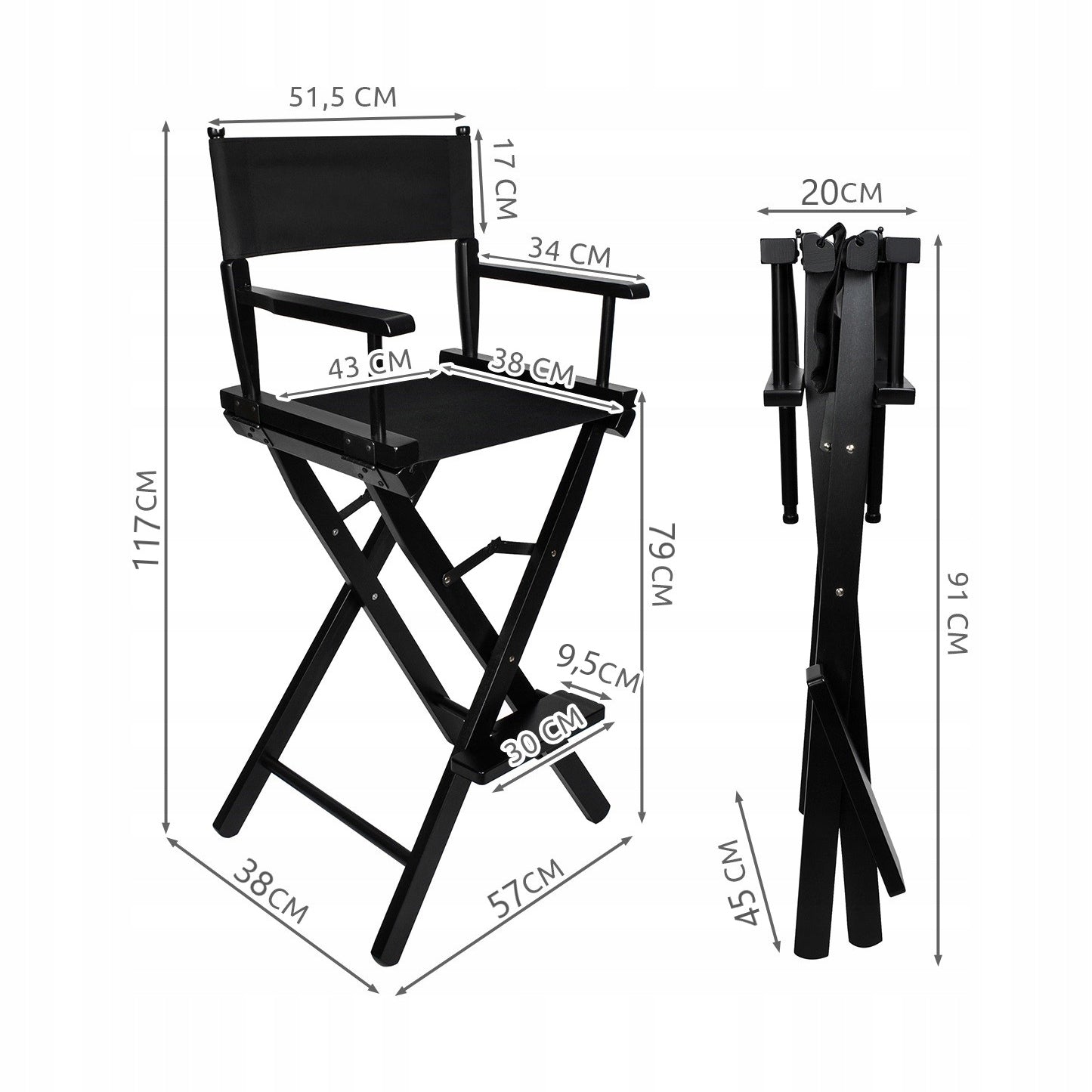 MAKEUP CHAIR FOLDING MAKE-UP MAKE-UP BLACK MOBILE COSMETIC STOOL Upholstery color black