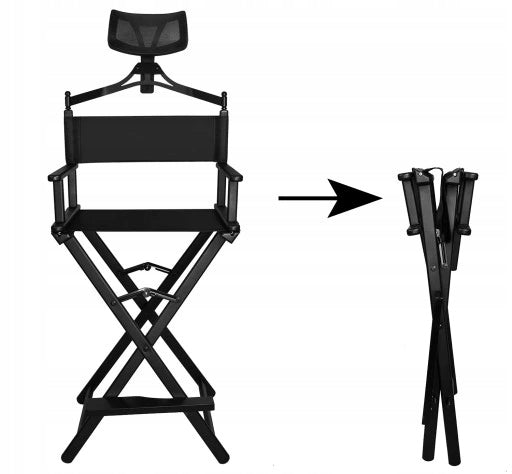 MAKEUP CHAIR FOLDING WITH HEADREST MAKE-UP MAKE-UP COSMETIC STOOL Upholstery color black