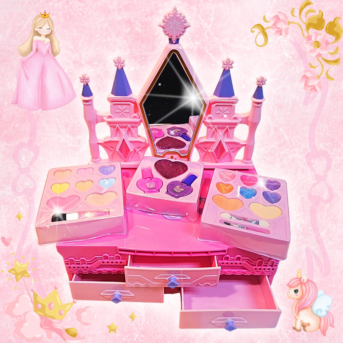 MAKEUP SET FOR GIRLS DRESSING TABLE MIRROR COSMETICS VARNISHES SET Packaging status original